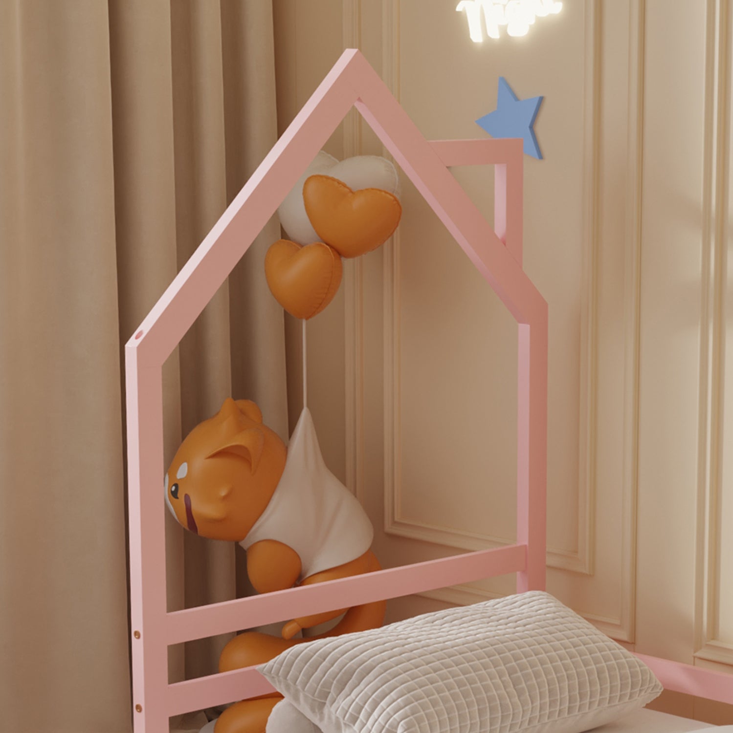 Легло HOUSER розов цвят за матрак 90/190см