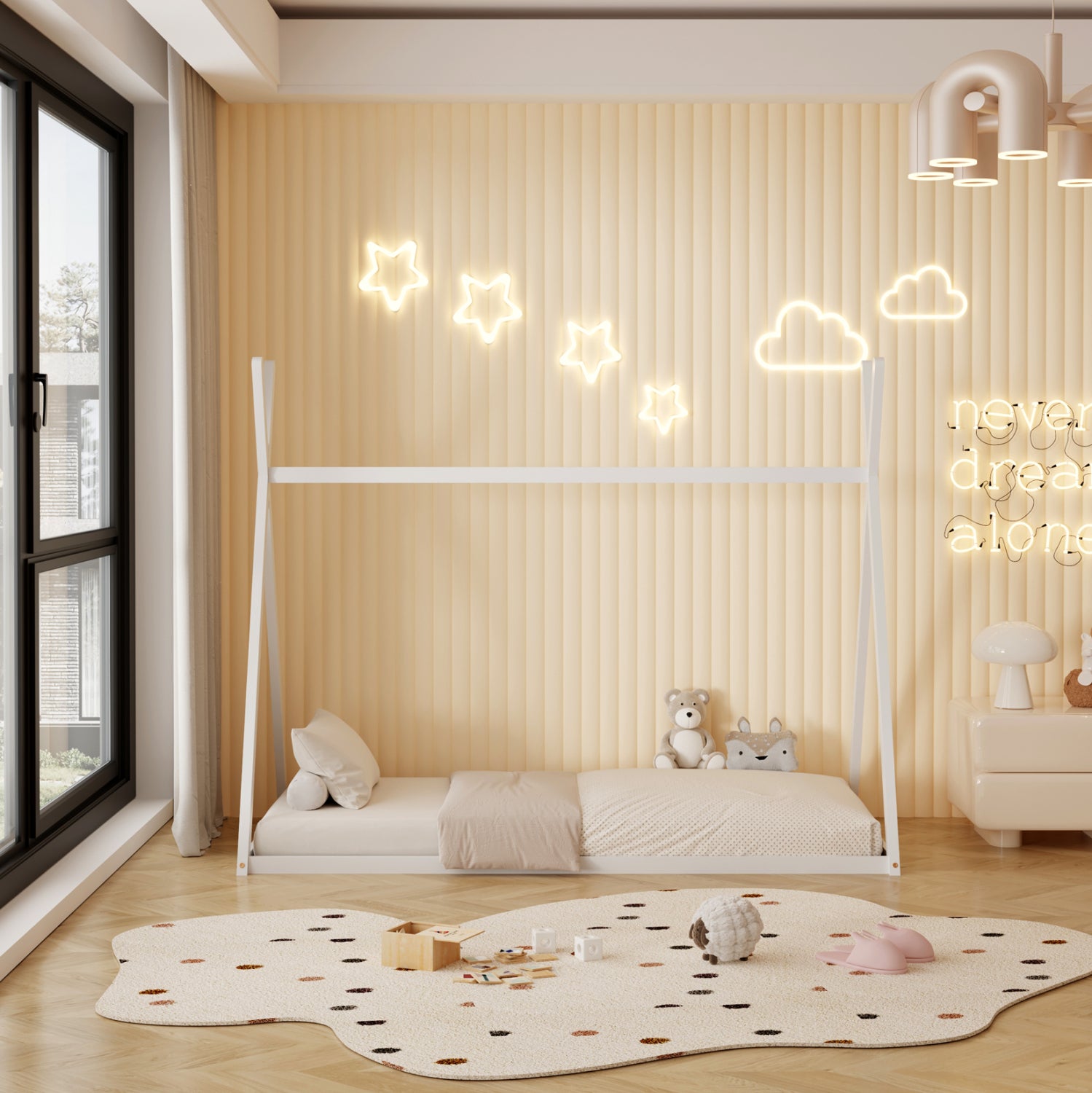 Легло MUNK  сив цвят за матрак 190x90см