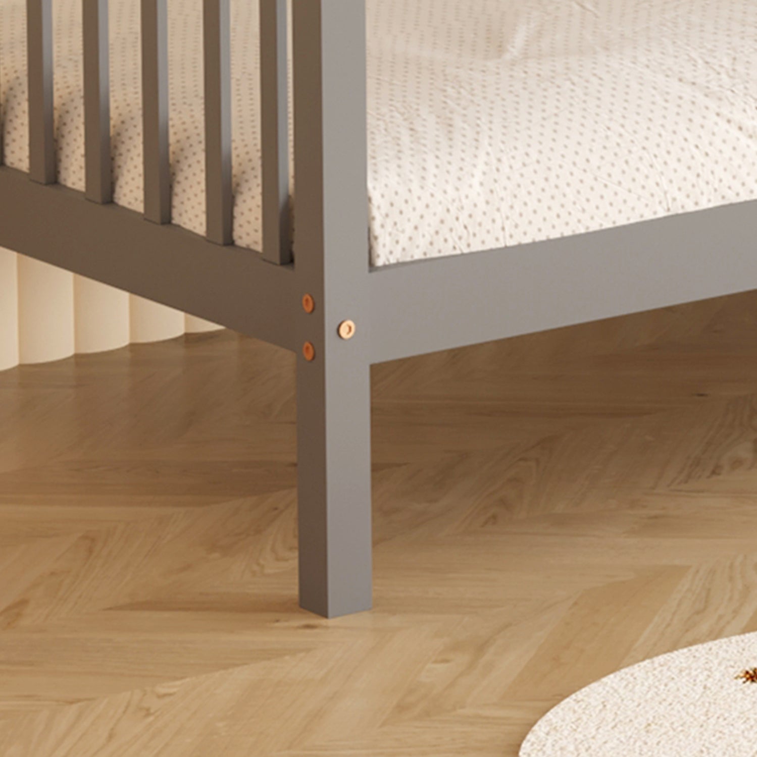 Двуетажно легло LANTAI сив цвят за матраци 190x90