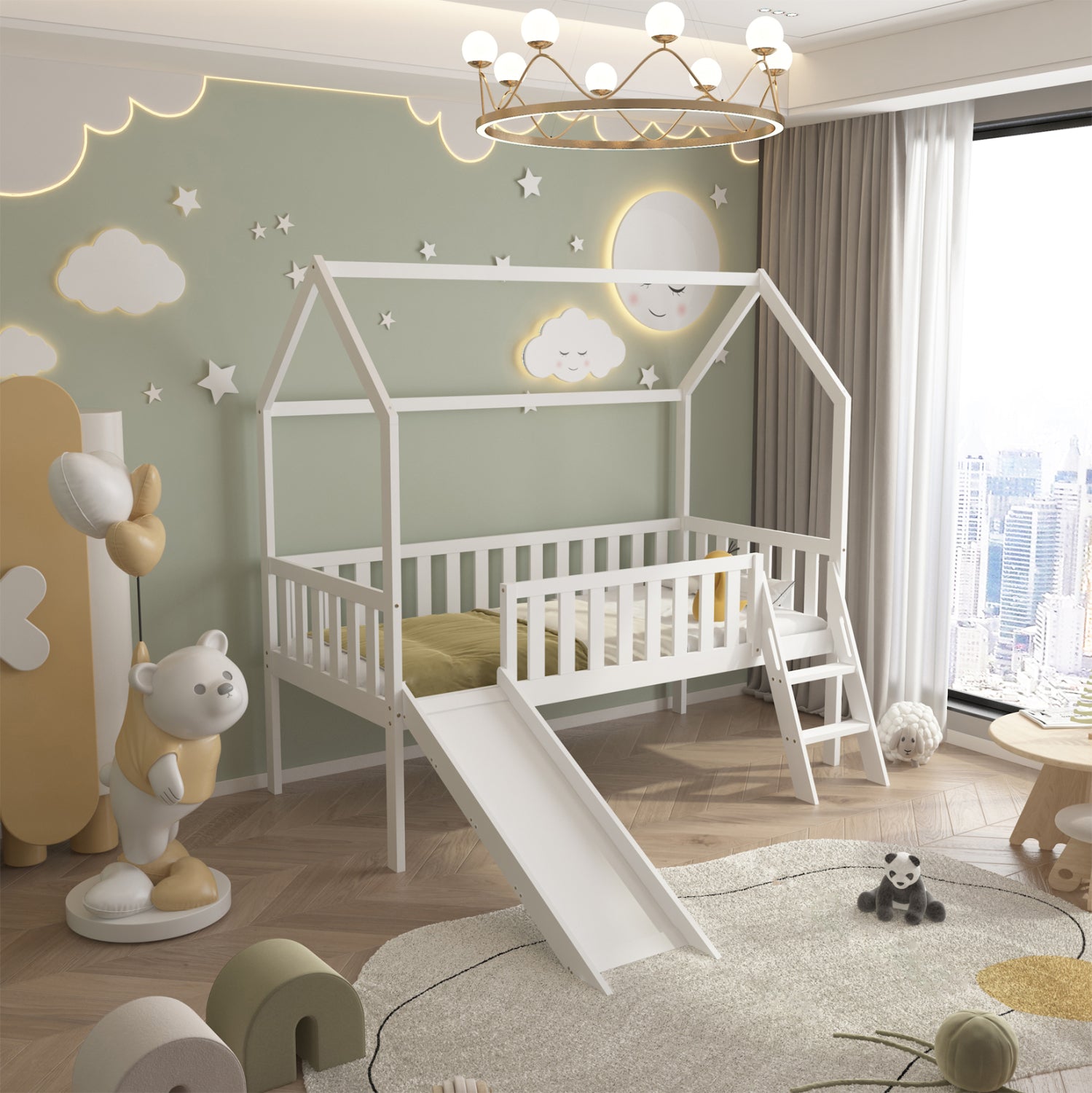 Детско легло PHYLLIS бял цвят 90x190см