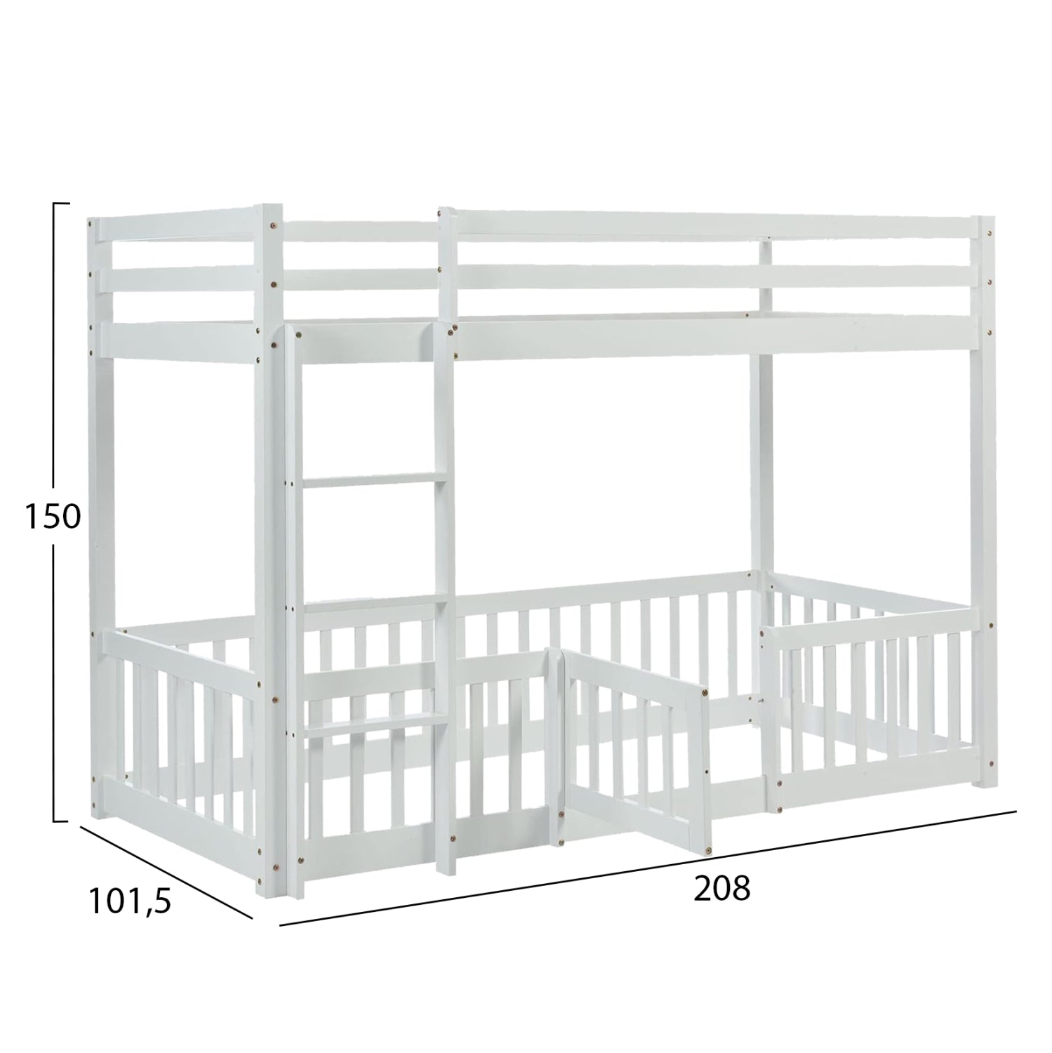 Легло Монтесори с място за игра за матрак 90/190см бял цвят