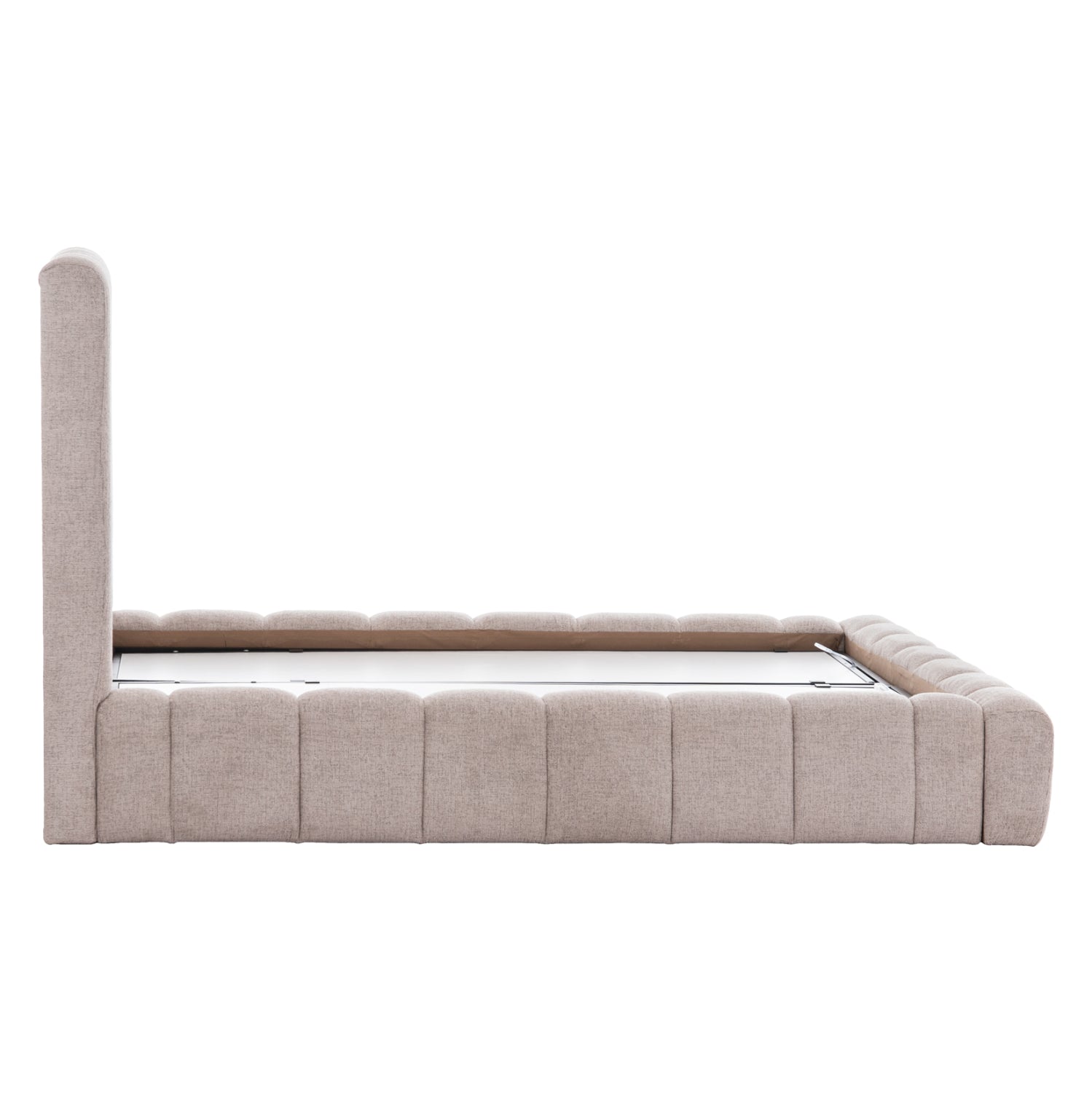 Легло REMO с място за съхранение теди плат бежов-за матрак 160x200см