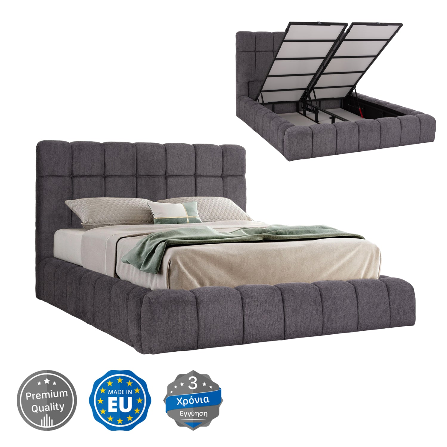 Легло Ramon сив цвят 160x200см