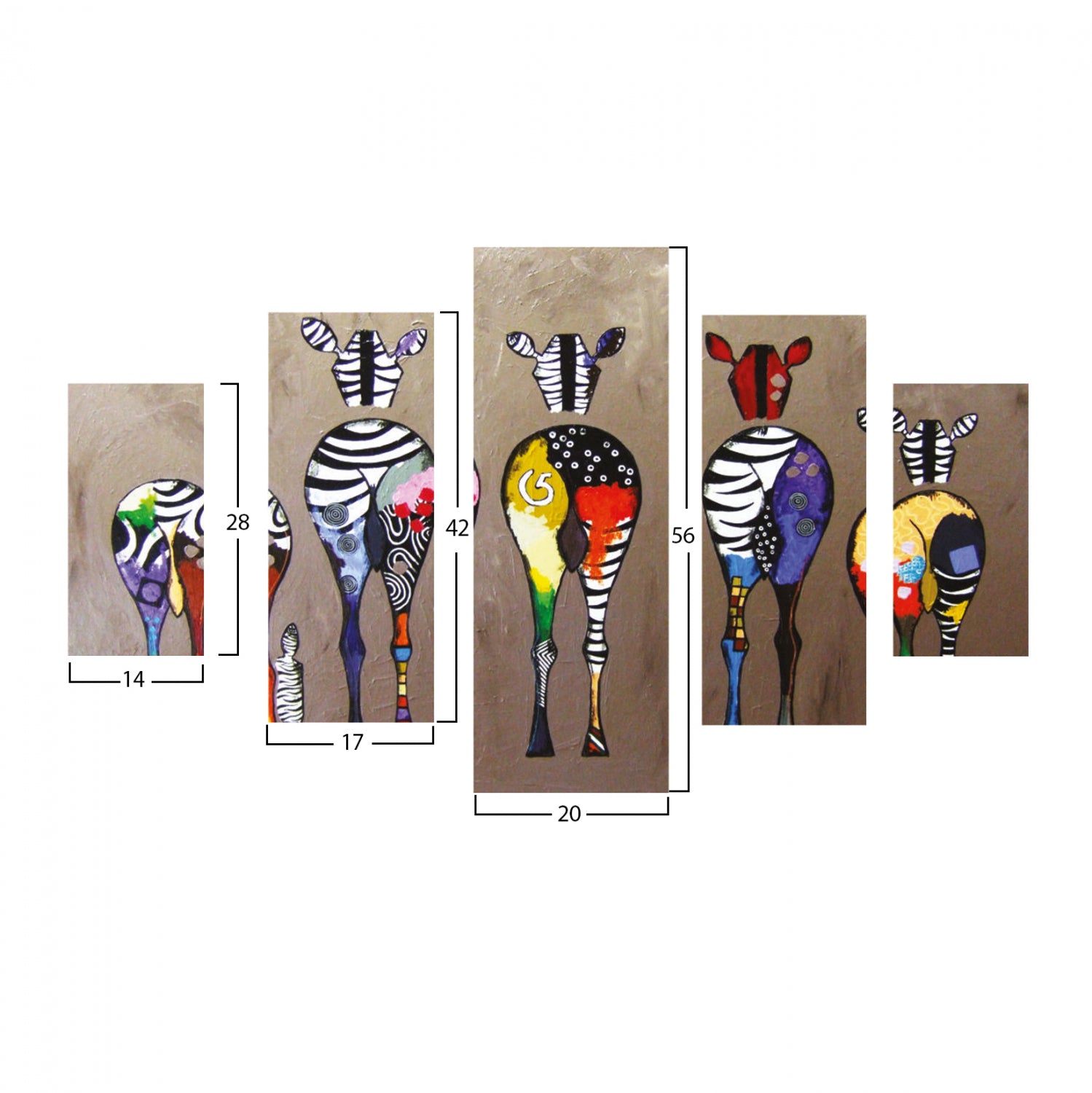 Декоративни картини в цветен дизайн на зебри