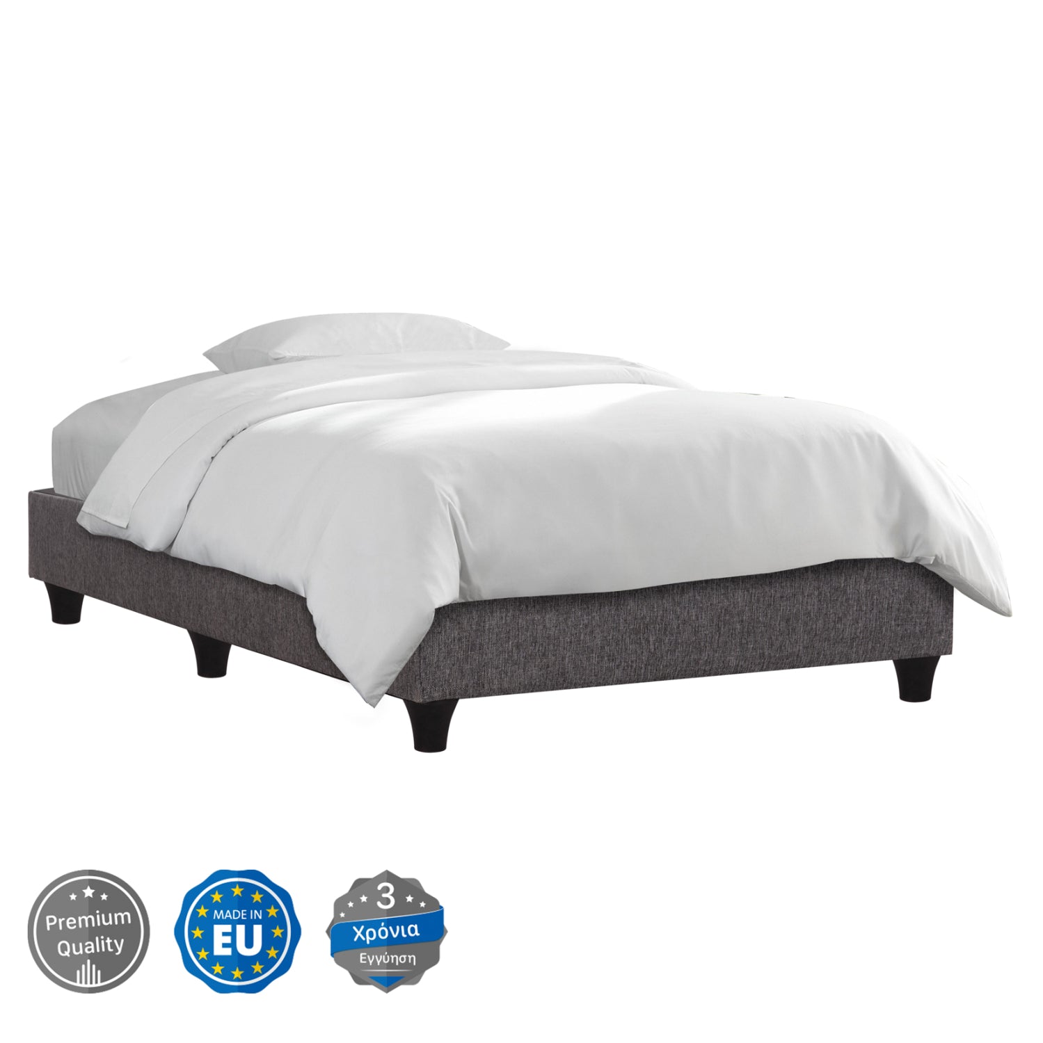 Легло SIGGY без място за съхранение/сива дамаска за матрак 80х200см.