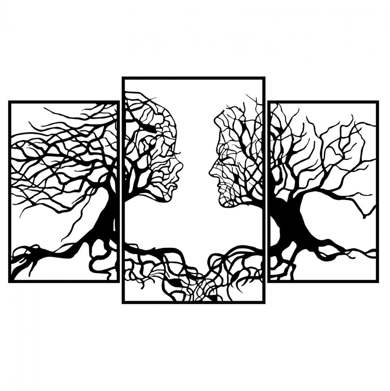 Декорация дървета човешки лица метална 116X71