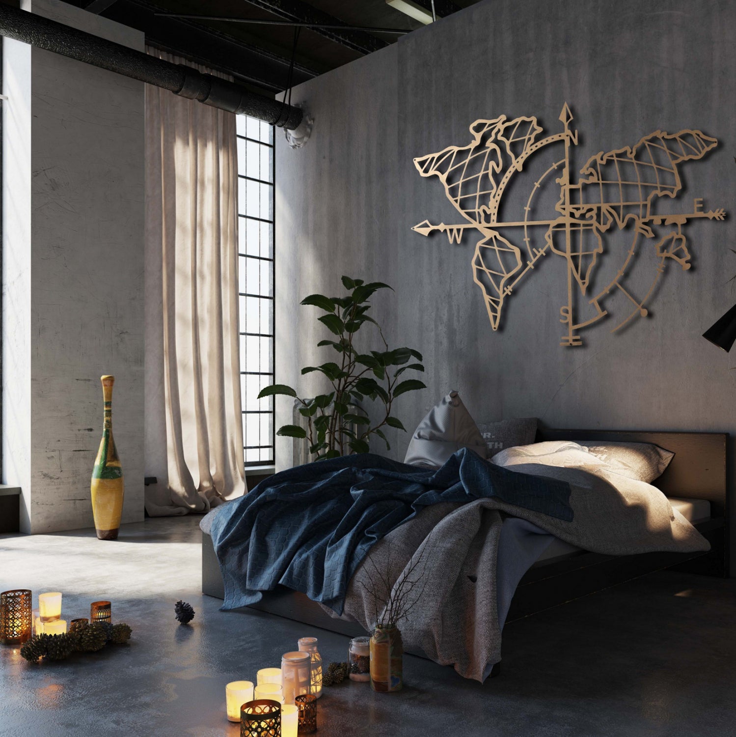 Декорация златна карта на света