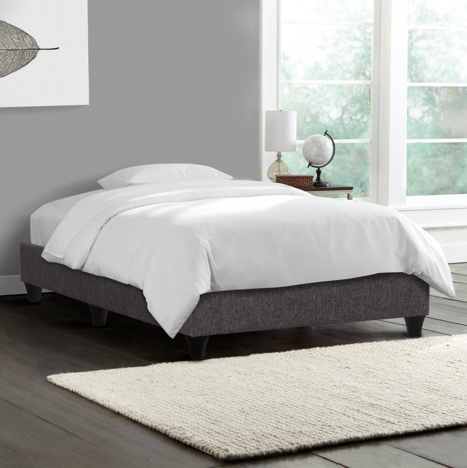 Легло SIGGY без място за съхранение/сива дамаска-за матрак 90х200см.