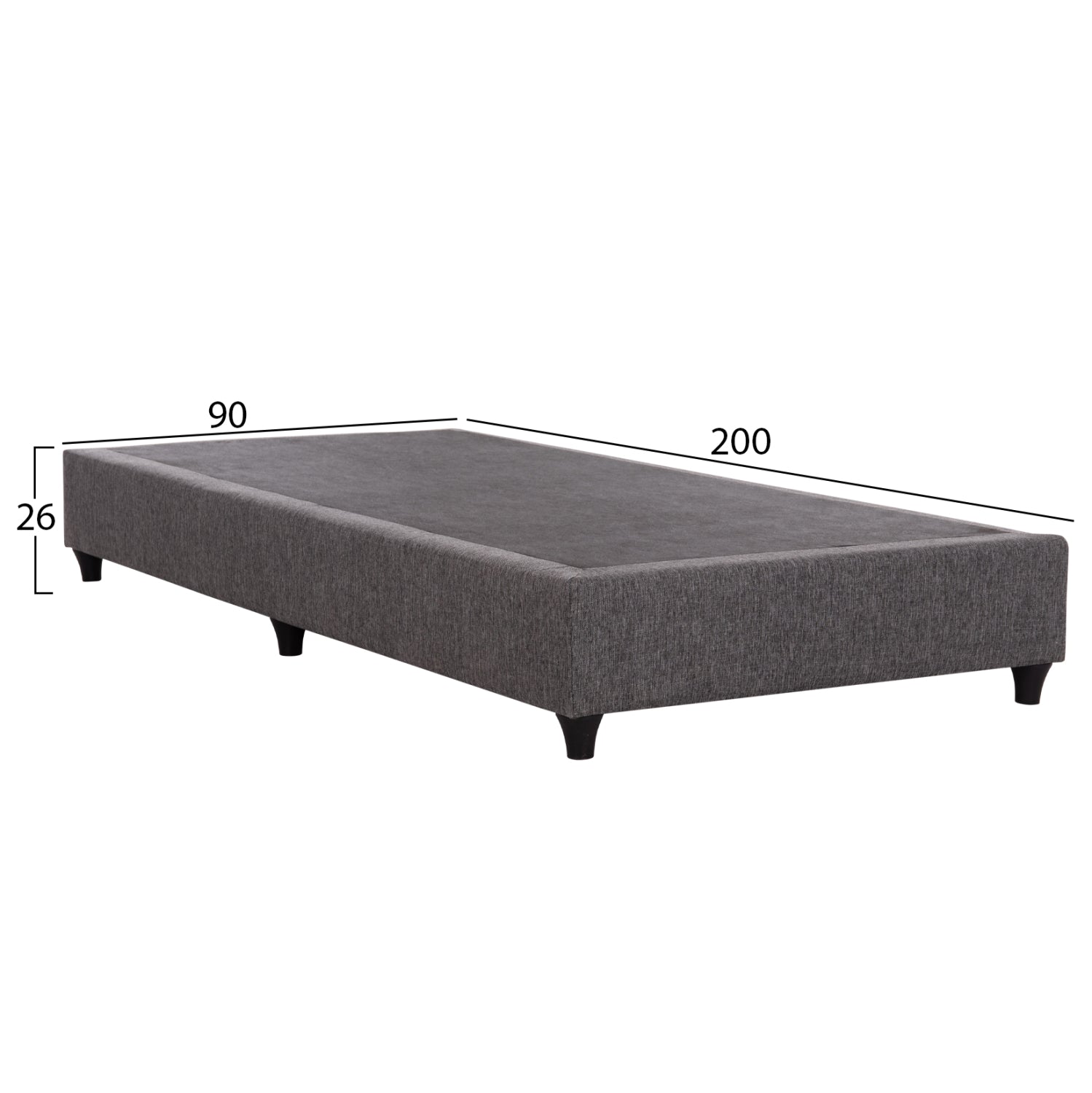 Легло SIGGY без място за съхранение/сива дамаска-за матрак 90х200см.