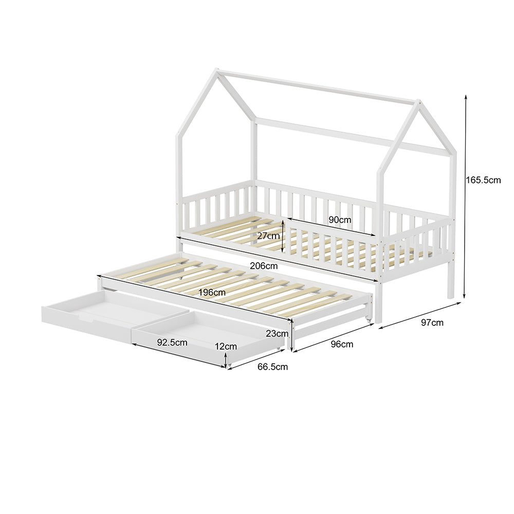 Легло PHYLLIS -бял цвят 206x97x166