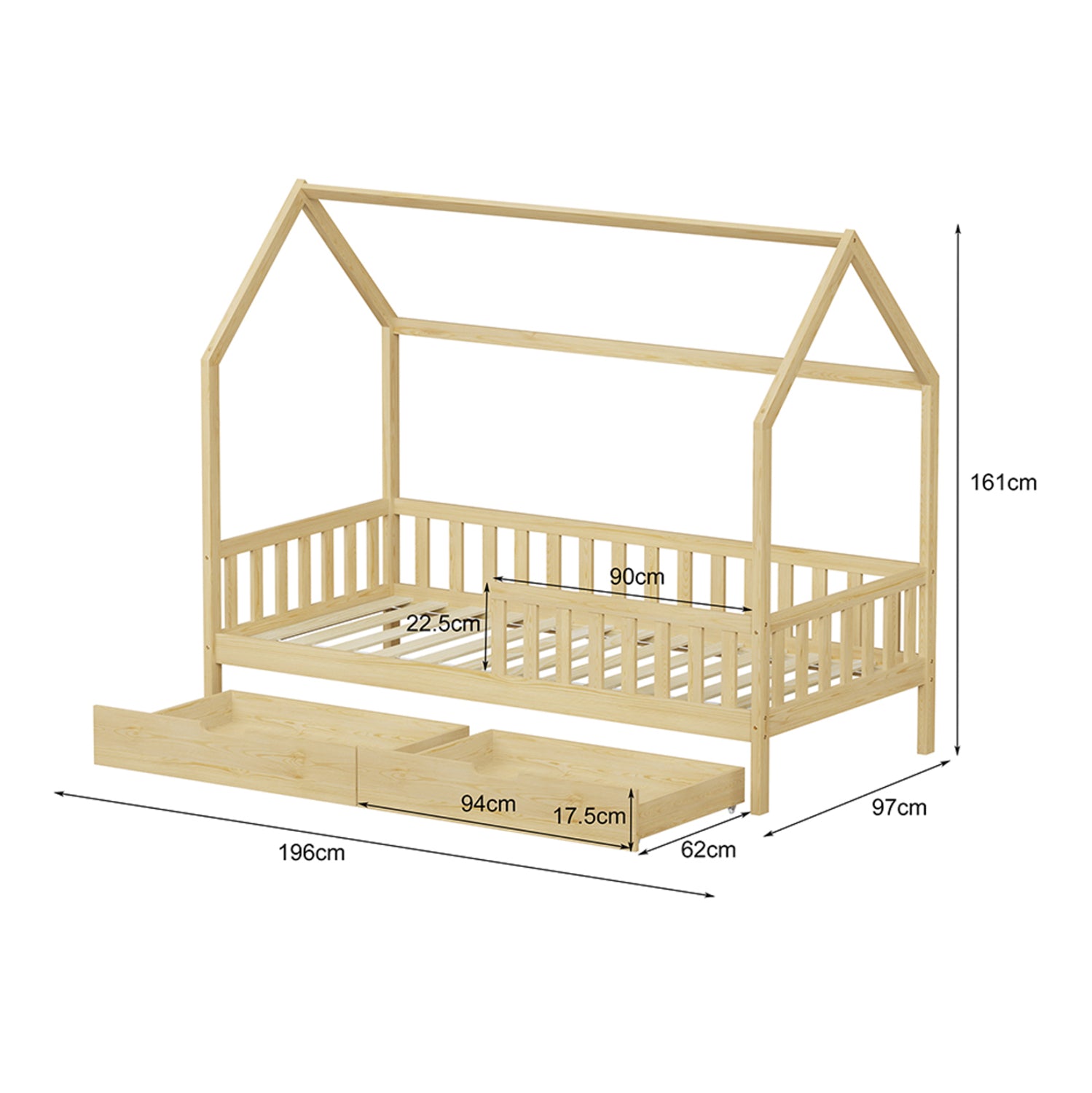 Легло PHYLLIS цвят натурал 196x97x161