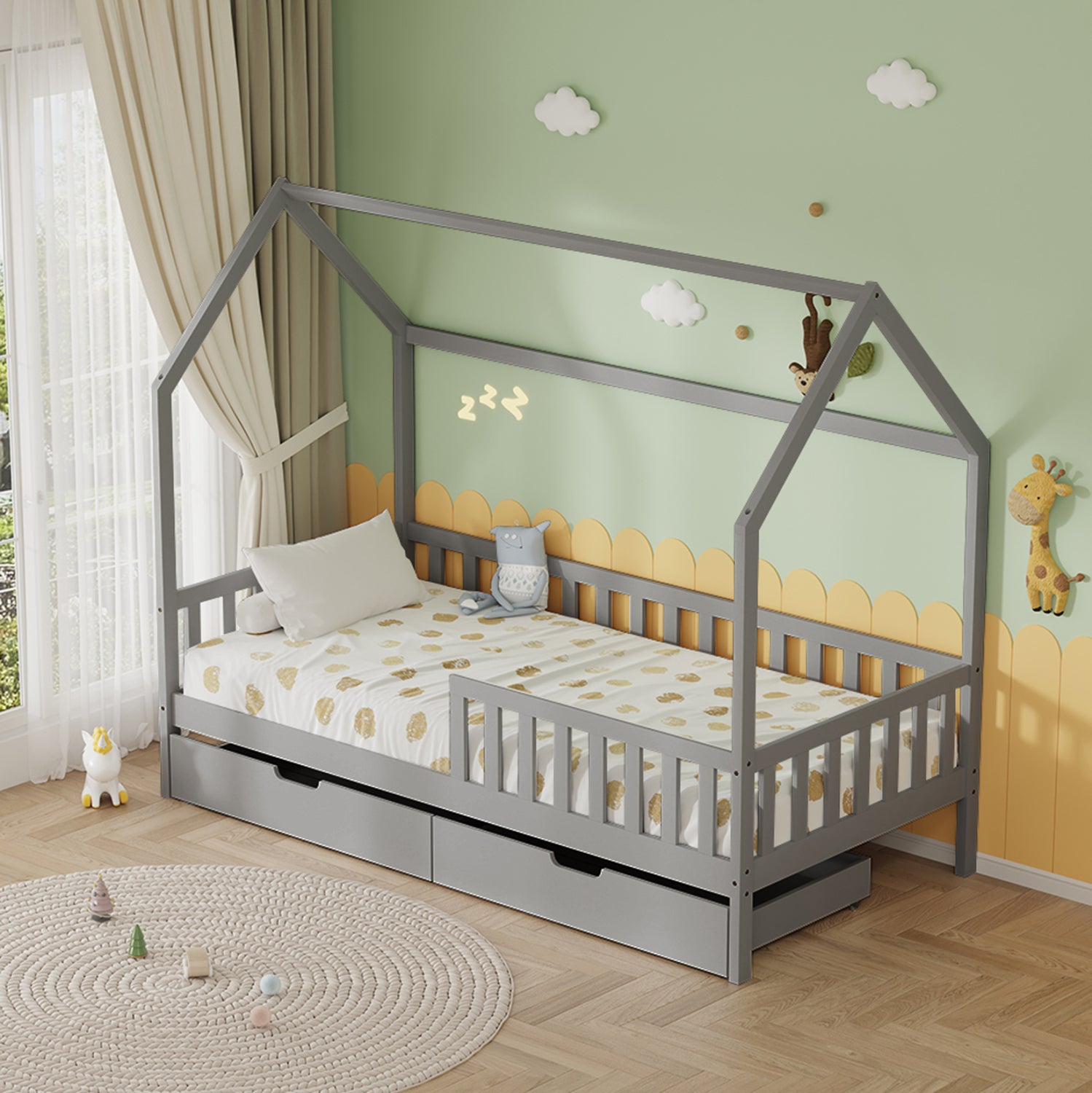 Легло PHYLLIS  сив цвят 196x97x161