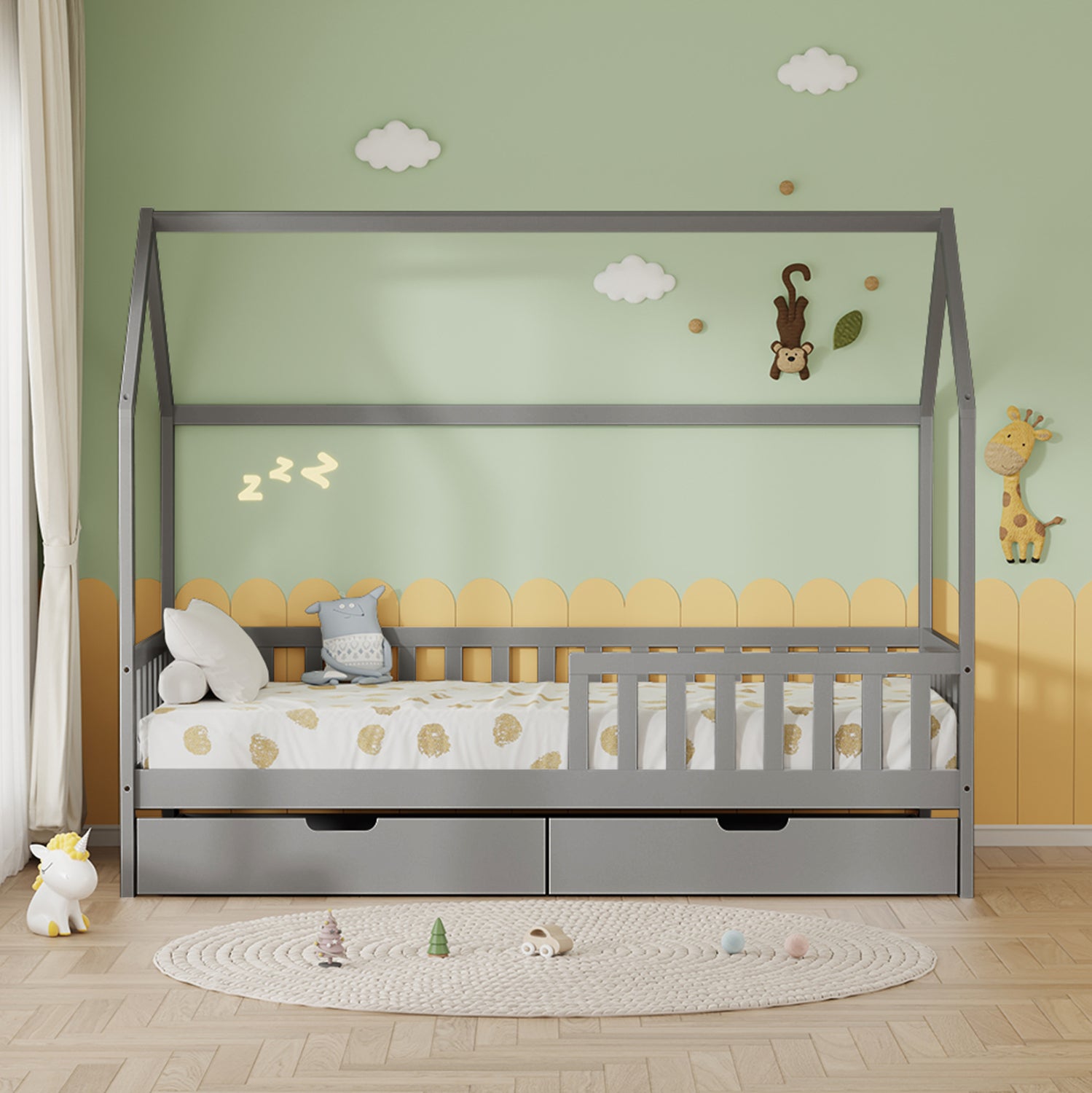 Легло PHYLLIS  сив цвят 196x97x161