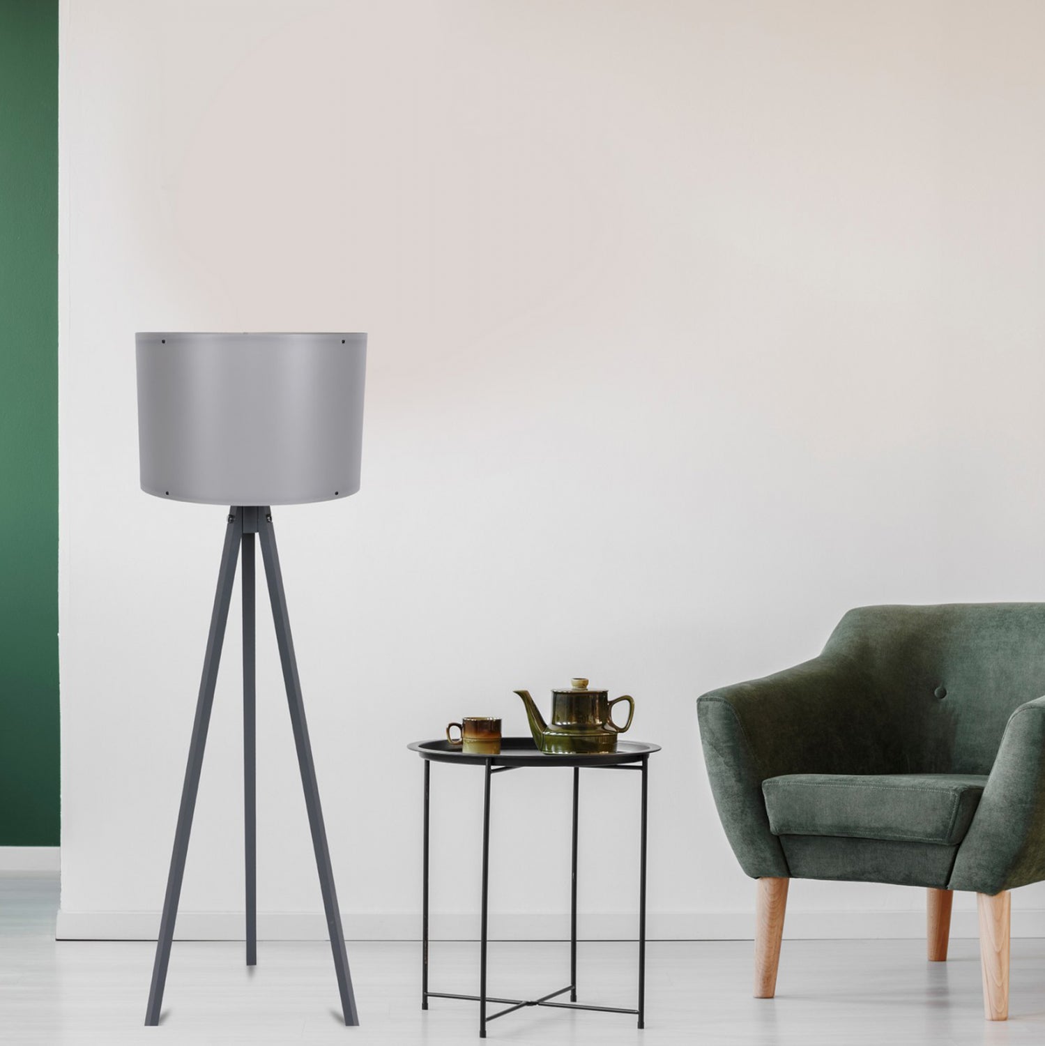 Подова лампа CAGNEY сив цвят шапка и сиви крака Φ38x145 см.