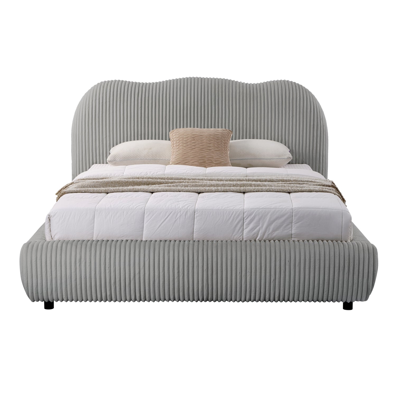 Двойно легло с място за съхранение KALLY сива дамаска за матрак 160x200cm