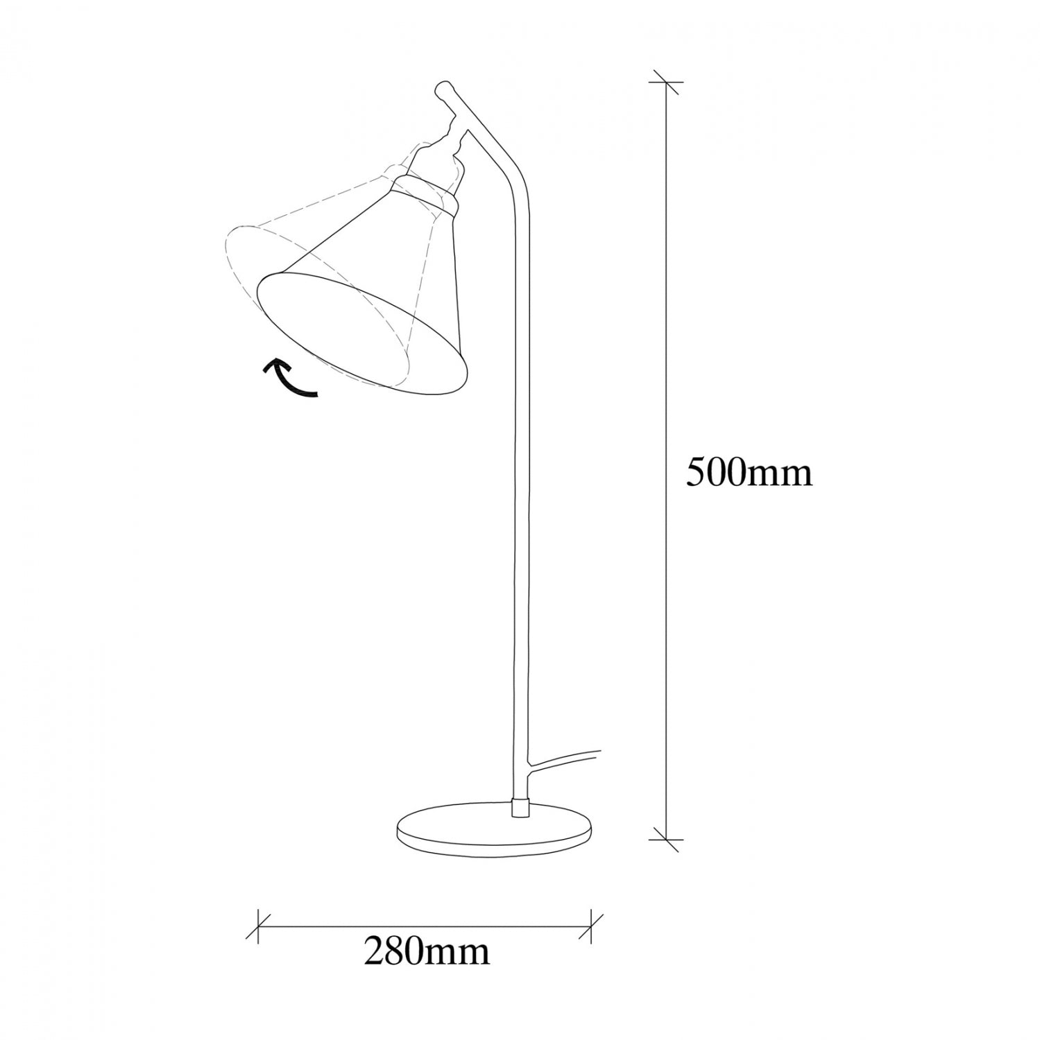 Черно-златиста метална настолна лампа φ28x50 см