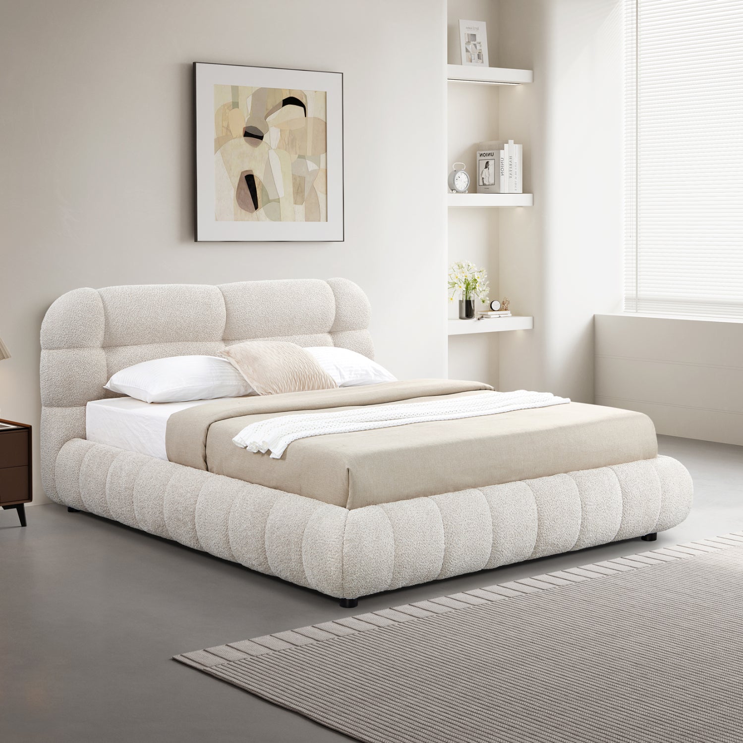 Легло BUBBLE букле бежов цвят 160x200см