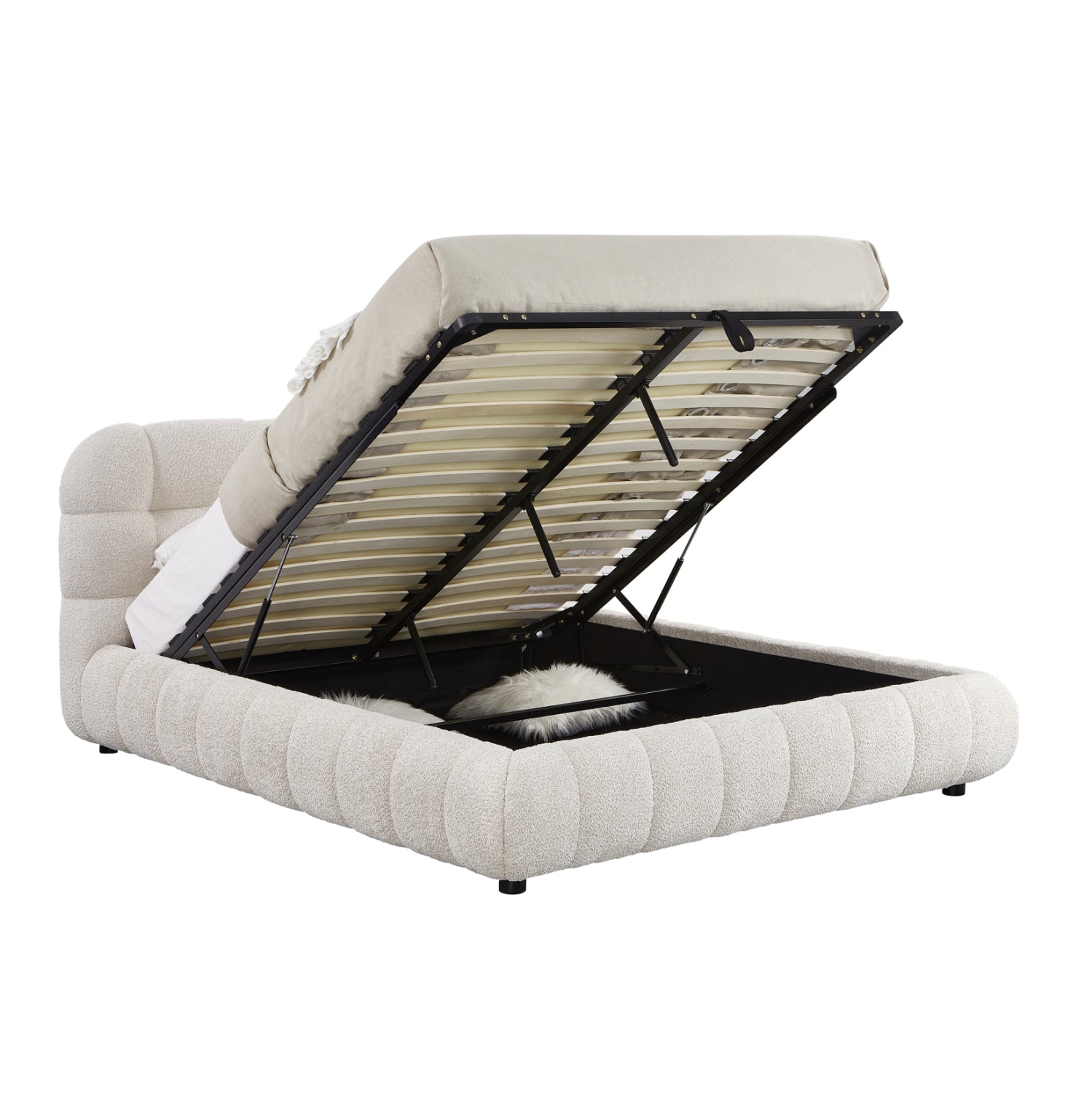 Легло BUBBLE букле бежов цвят 160x200см