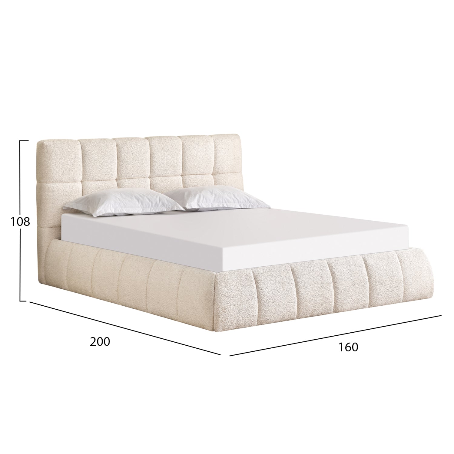 Двойно легло EDDY бежово букле и място за съхранение за матрак 160x200см