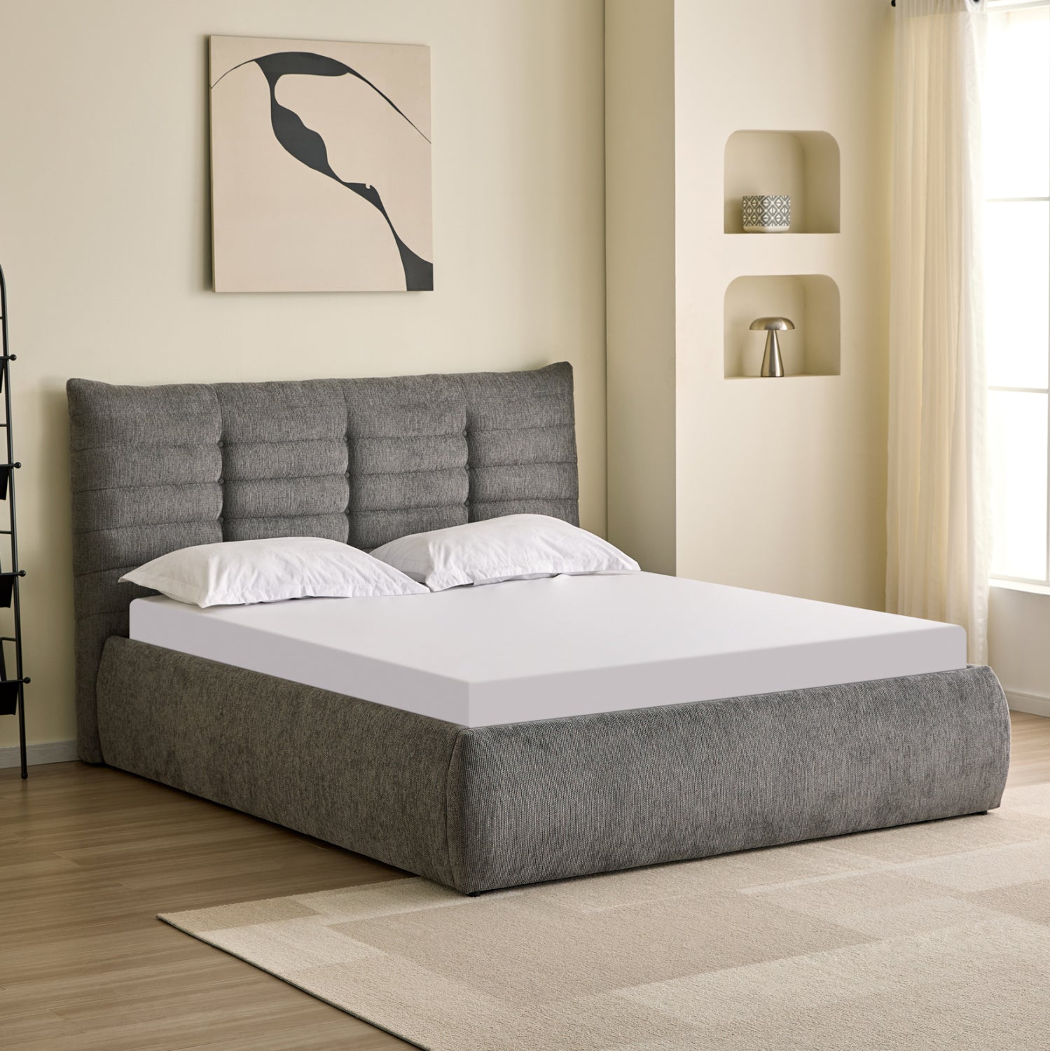 Двойно легло SANDRA сив плат и място за съхранение за матрак 160x200см