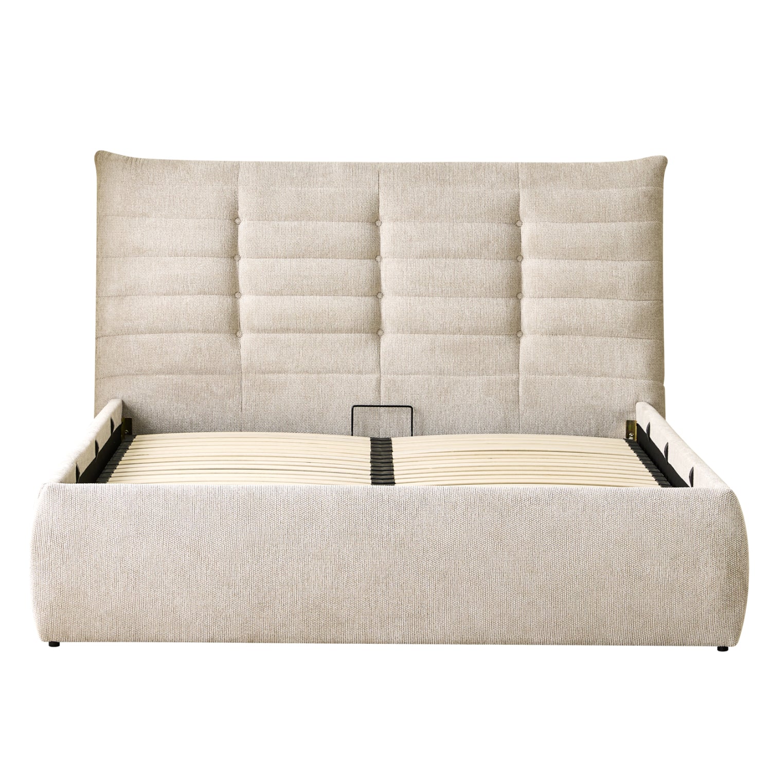 Двойно легло Sandra бежов плат и място за съхранение за матрак 160x200см