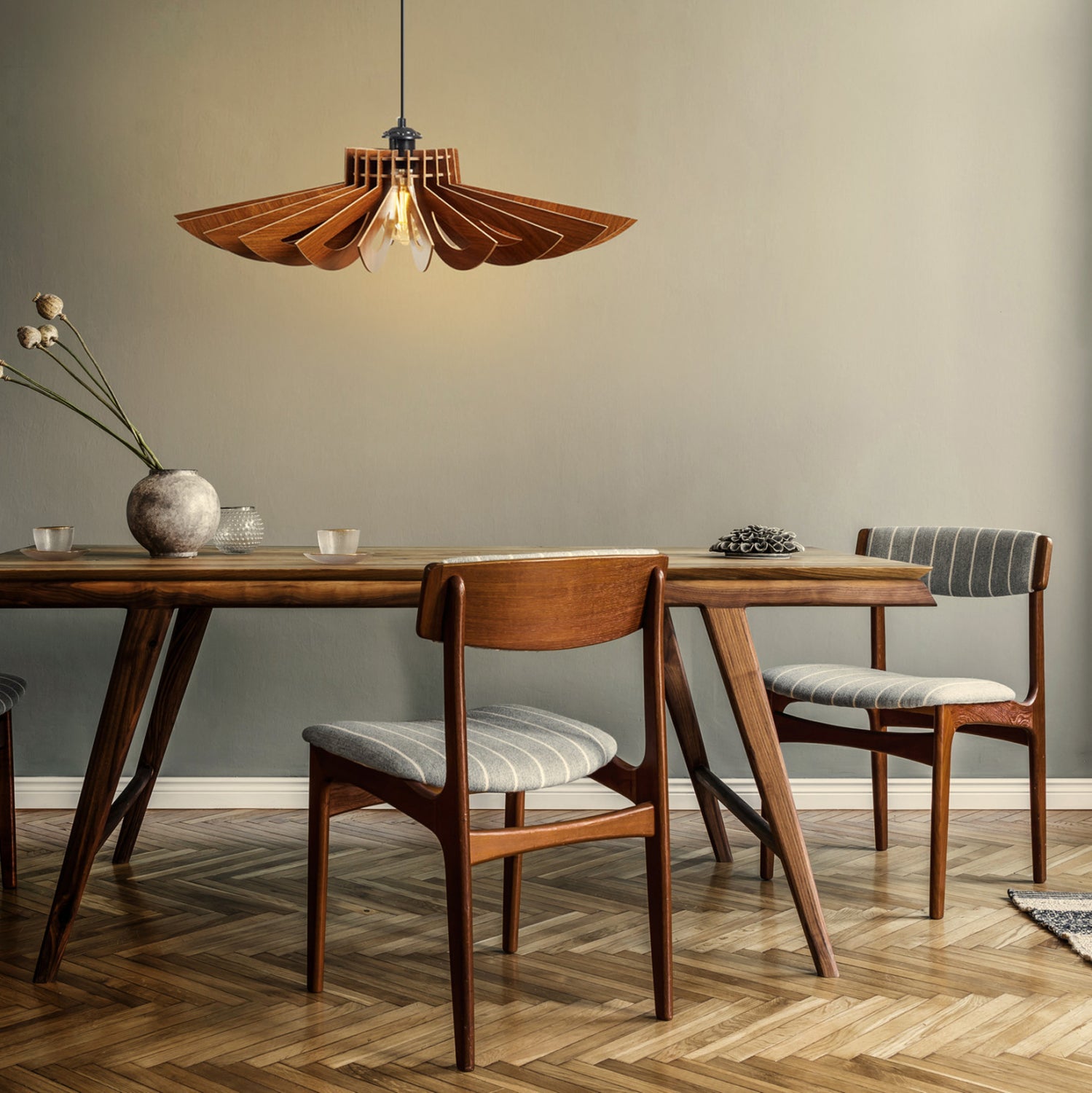 Лампа Лесли цвят орех φ52x45см