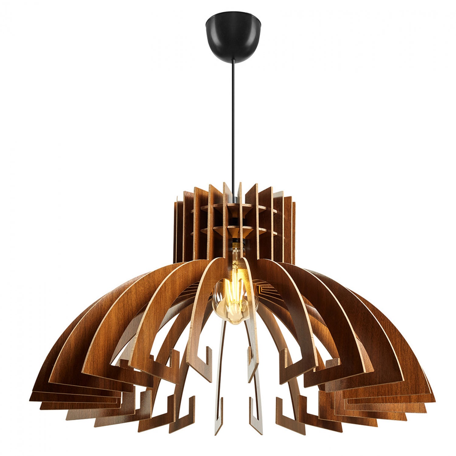 Таванна лампа 7350 орех цвят Φ54x65см