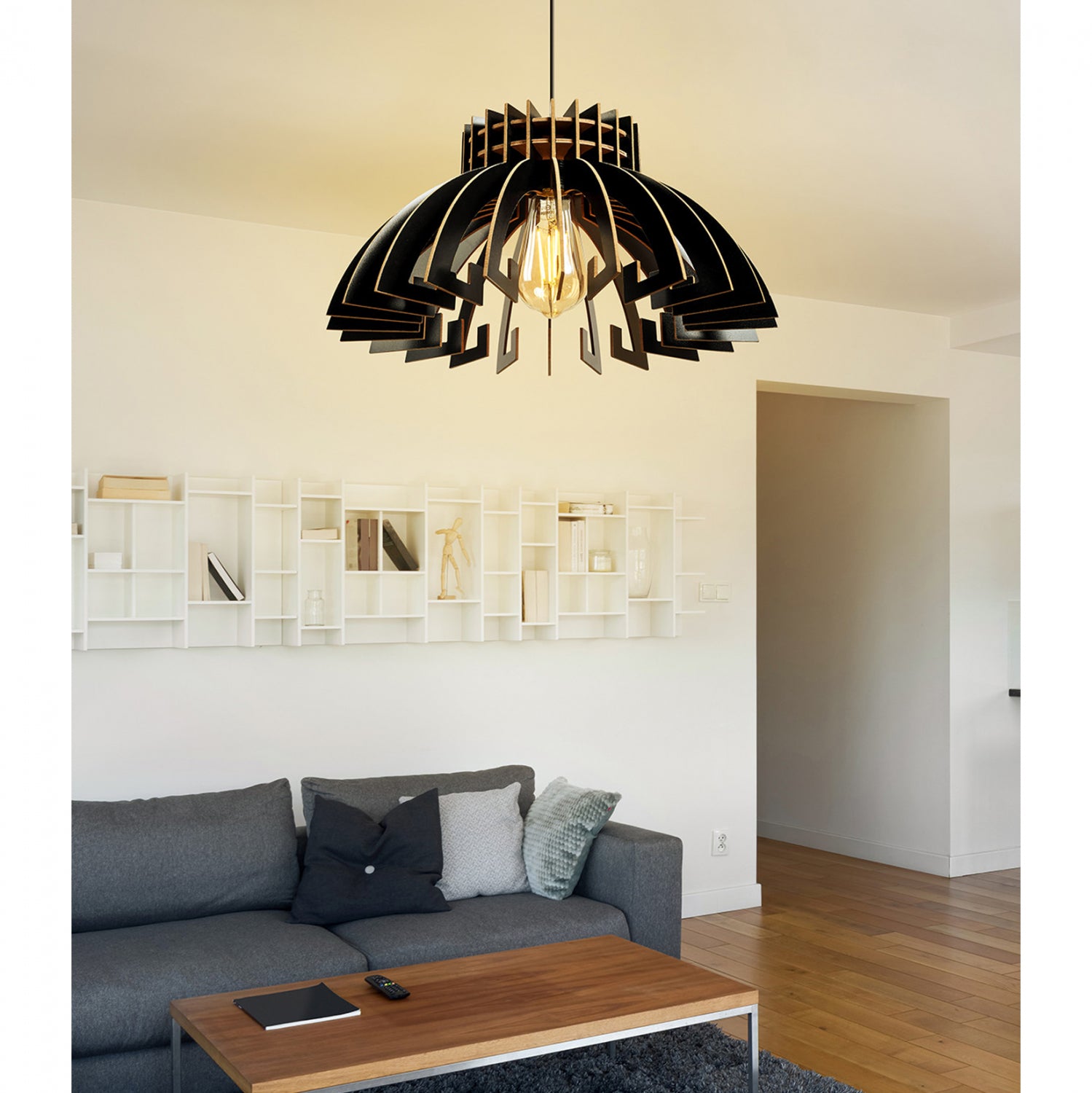 Таванна лампа 7350 черен цвят Φ54x65см