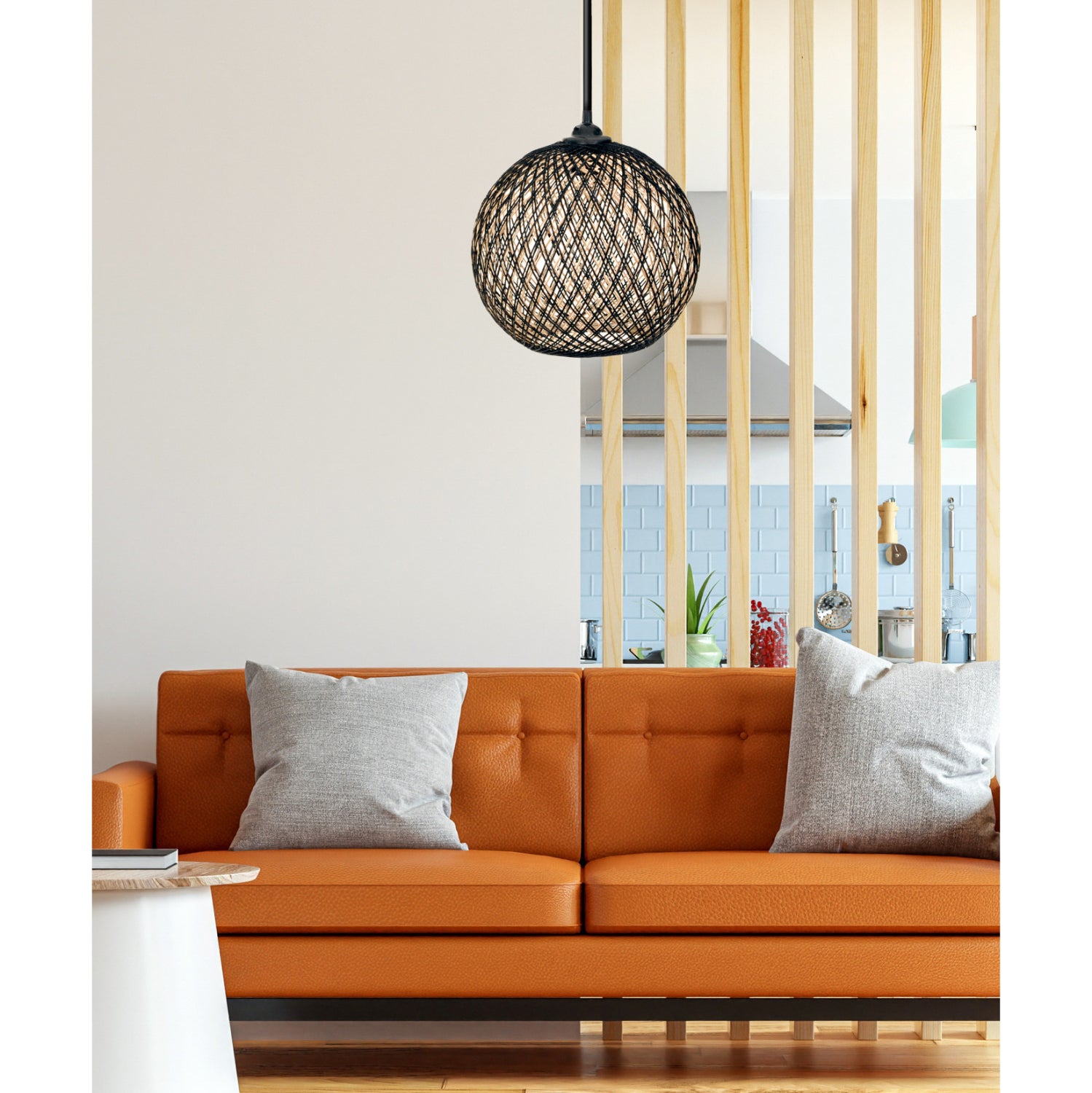 Таванна лампа 03 бежов-черен цвят Φ22x55см