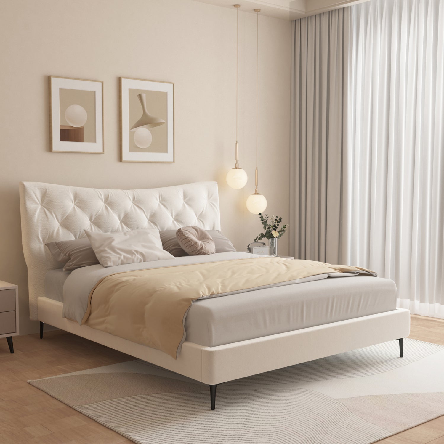 Легло JILL бежов цвят 160x200