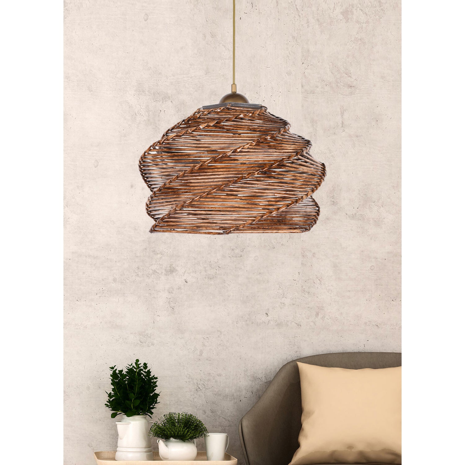 Висяща лампа в бохо стил /цвят орех