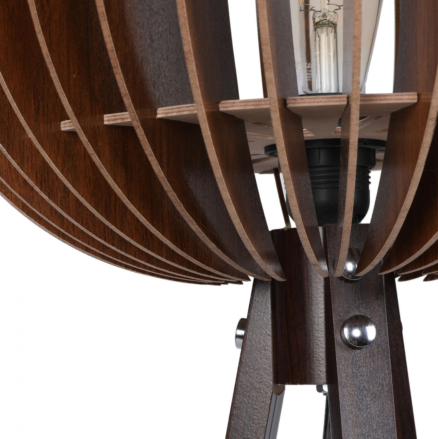 Дървена подова лампа с орехова шапка от мдф φ36x145см.