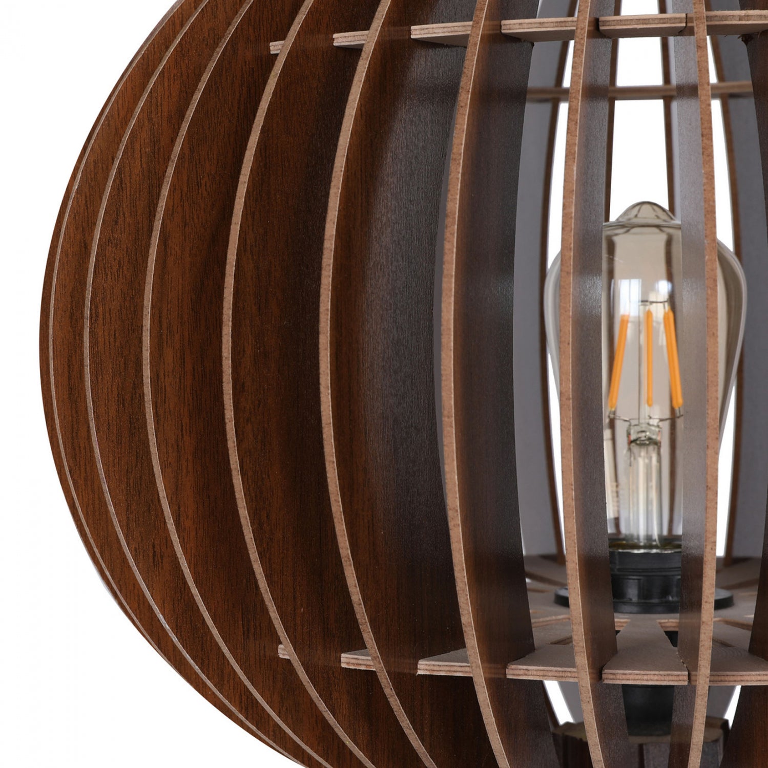 Дървена подова лампа с орехова шапка от мдф φ36x145см.