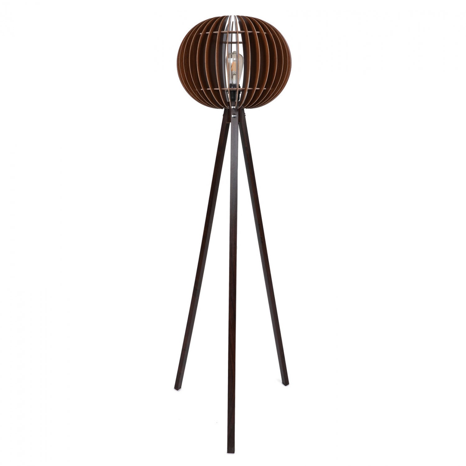 Дървена подова лампа с орехова шапка от мдф φ36x145см.