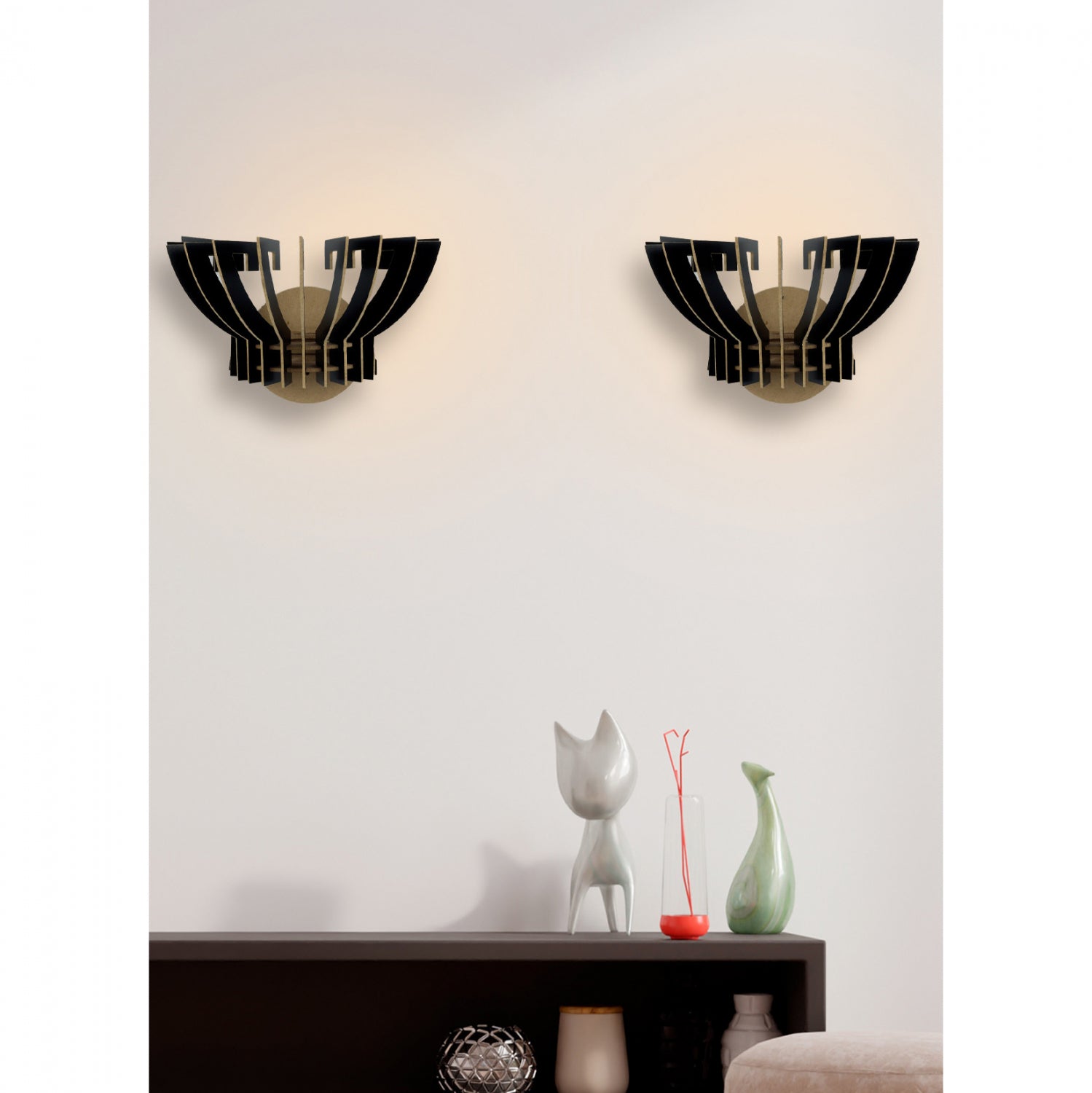 Комплект стенни лампи 7382 черен цвят 32x22x19см