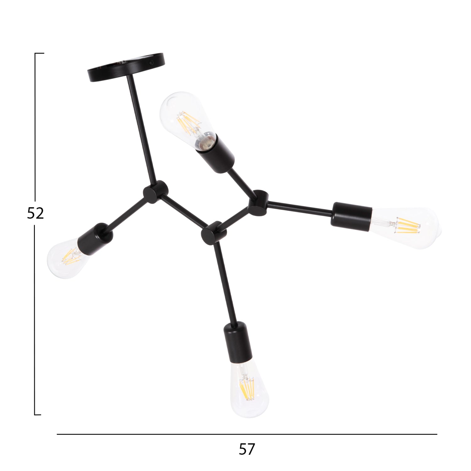 Таванна лампа LIGHTY черен цвят 57x5x52см