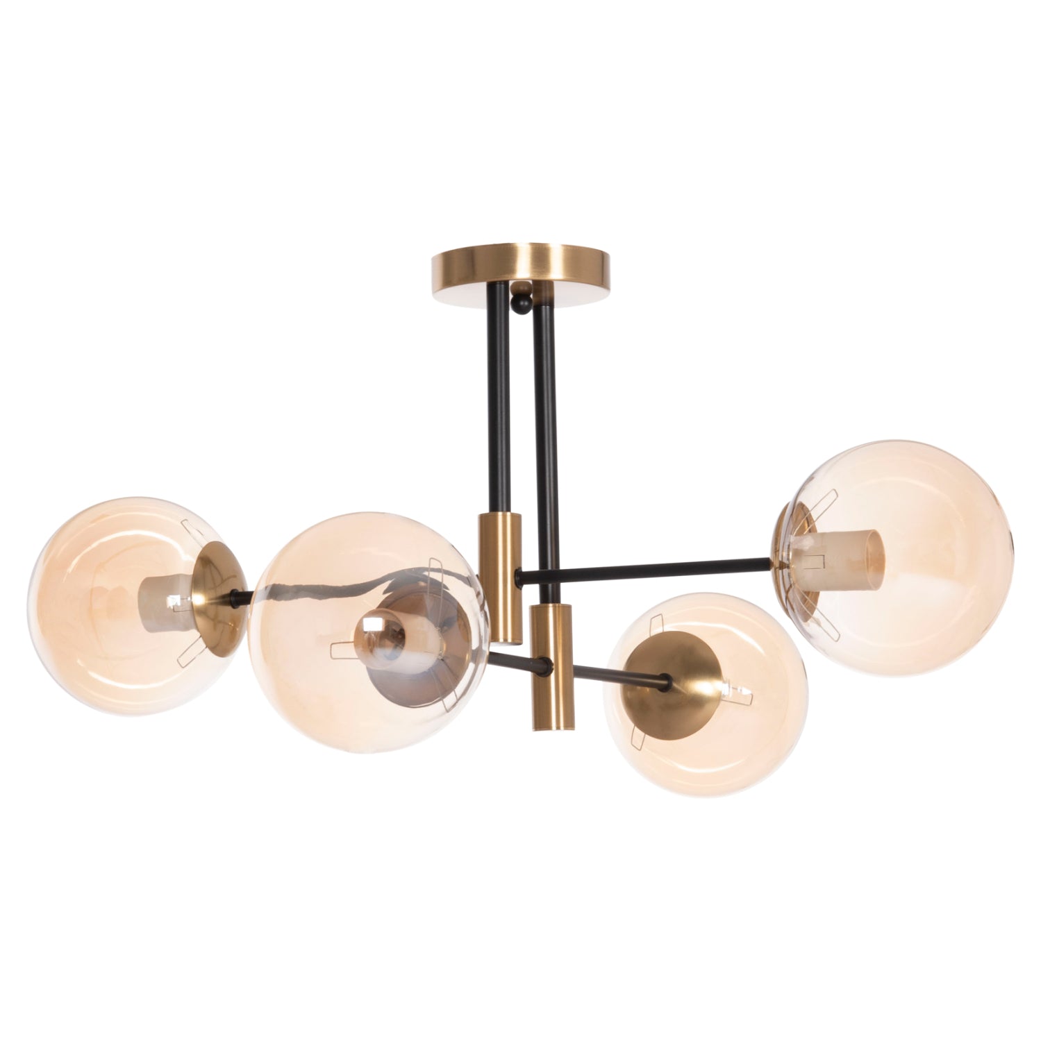 Таванна лампа Dremp черен-златист цвят  68x68x36см