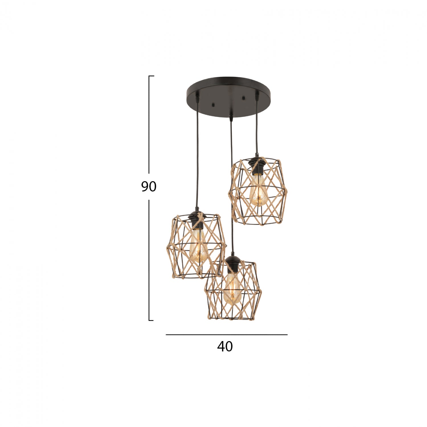 Лампа цвят черен-естествен 40x90см