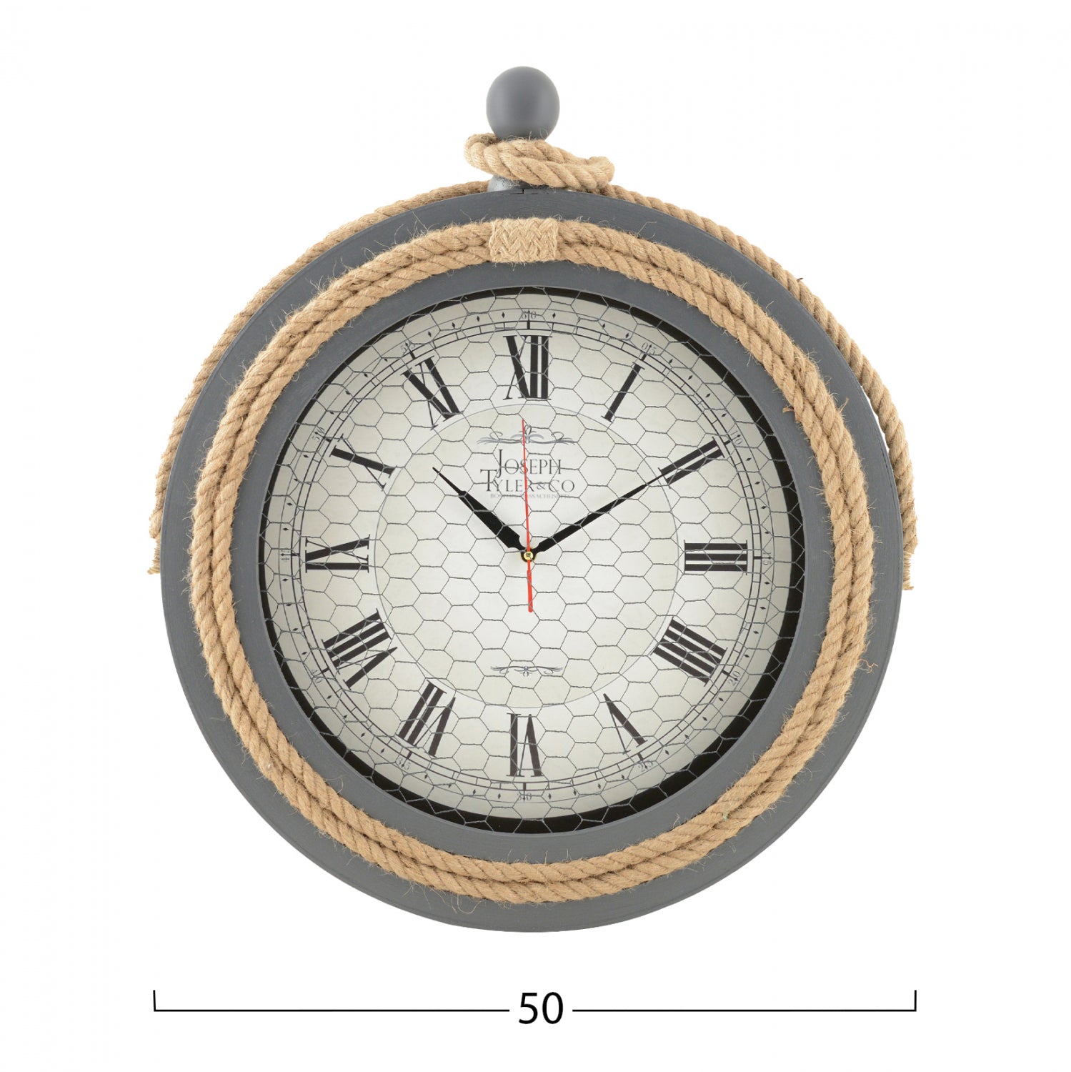Сив метален стенен часовник с въже φ50 см.