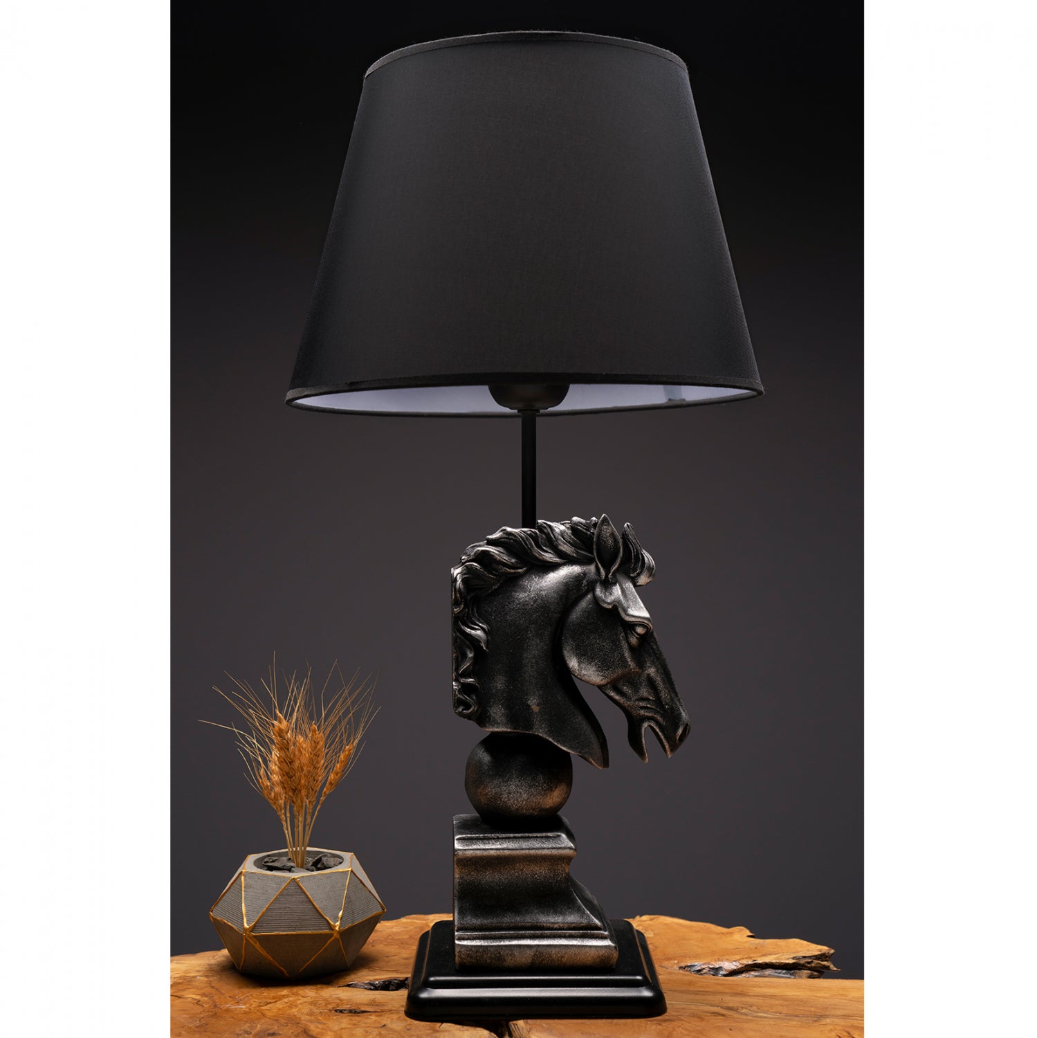 Настолна лампа 7476 черен-сребрист цвят 25x60 см