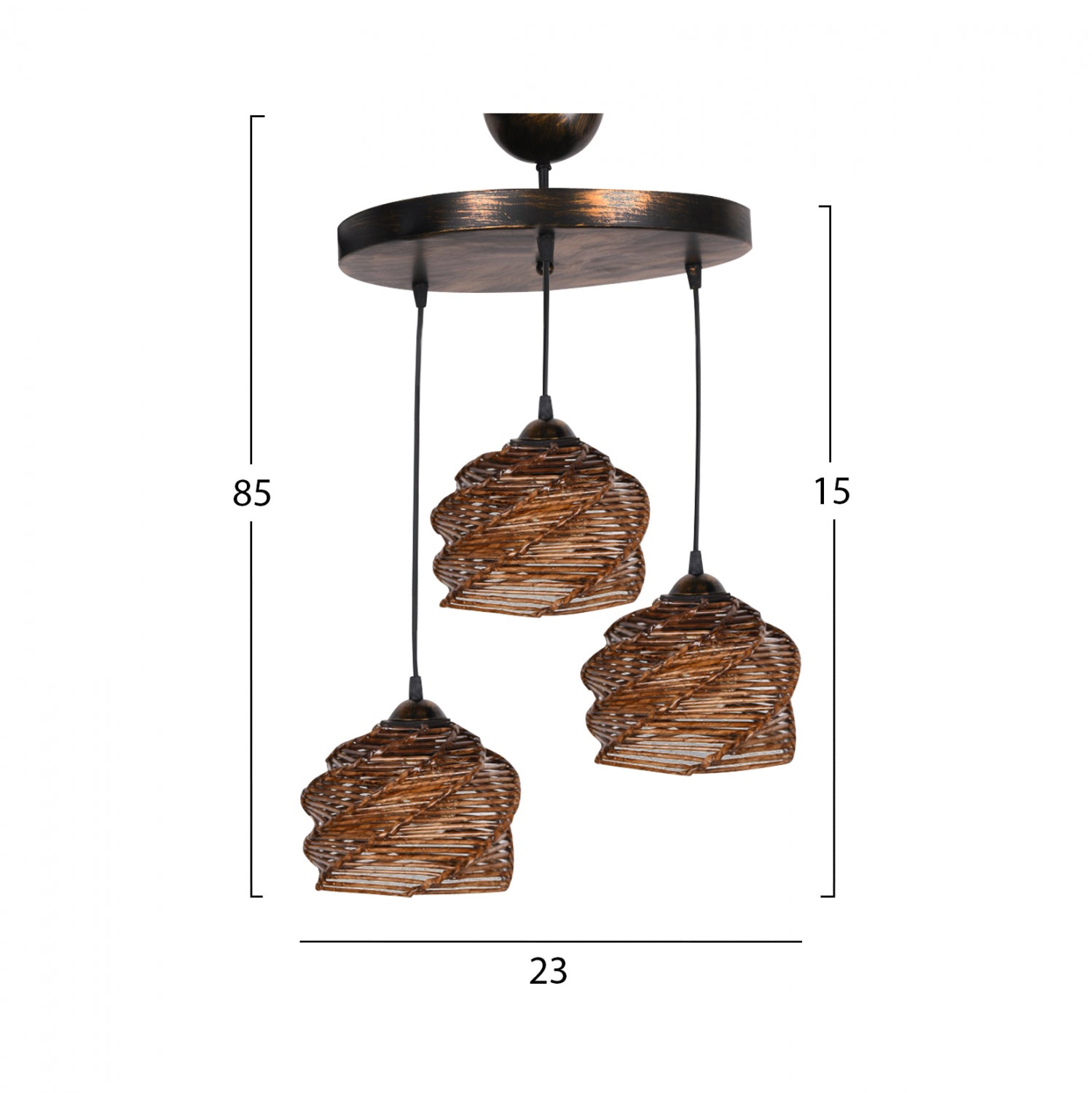 Висяща таванна лампа, с орехов абажур 23/15