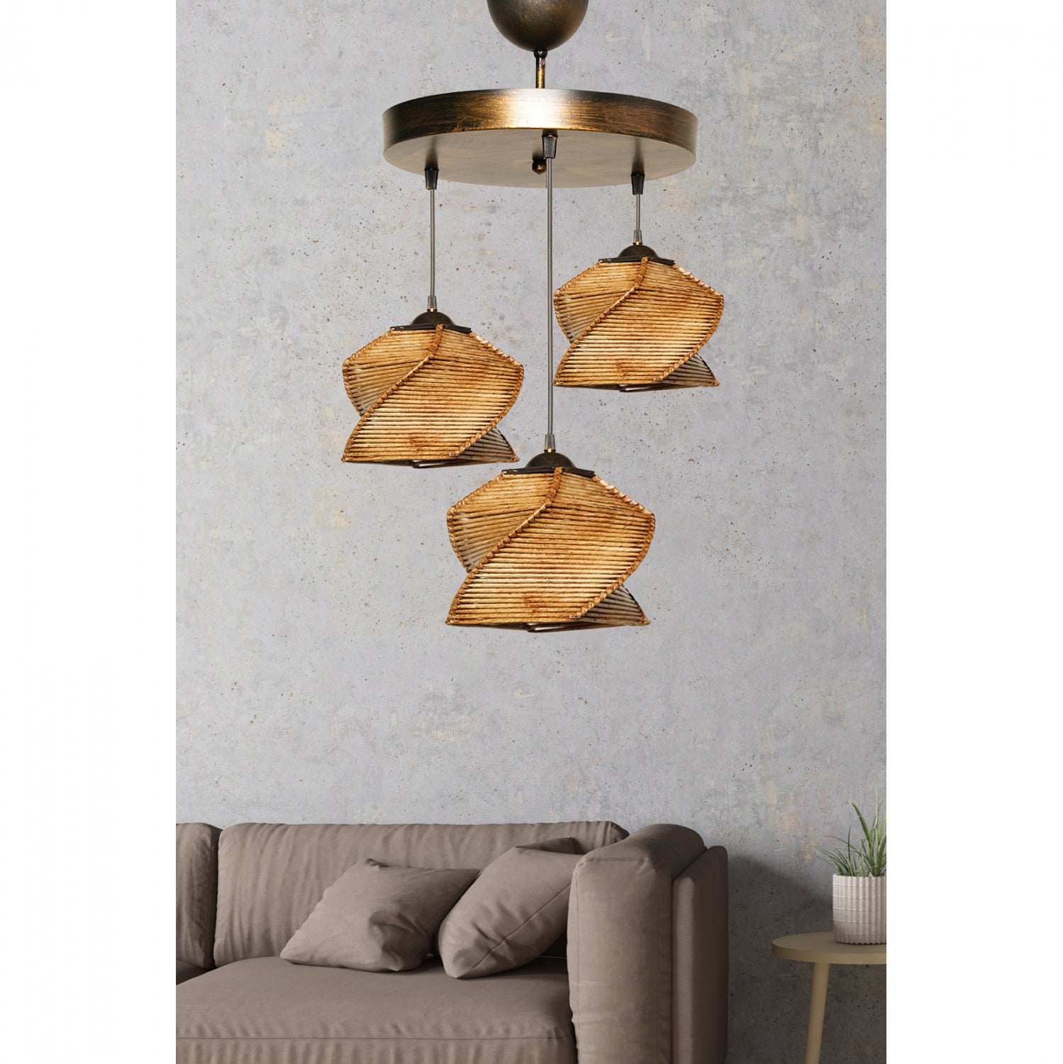 Таванна лампа 7493 бронз-естествен цвят 35x85 см