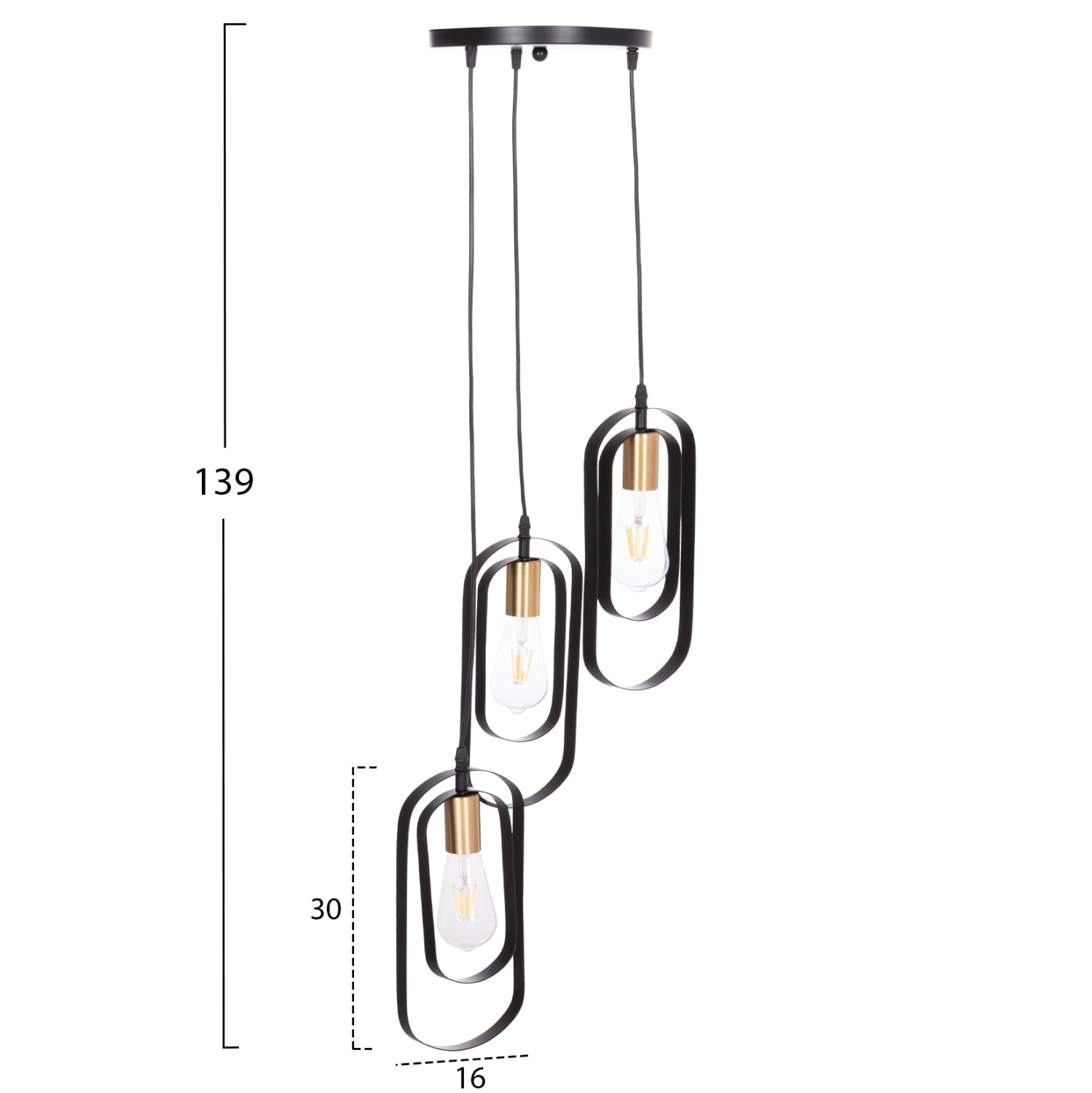 Таванна лампа BIUT черен цвят Ф23x139см