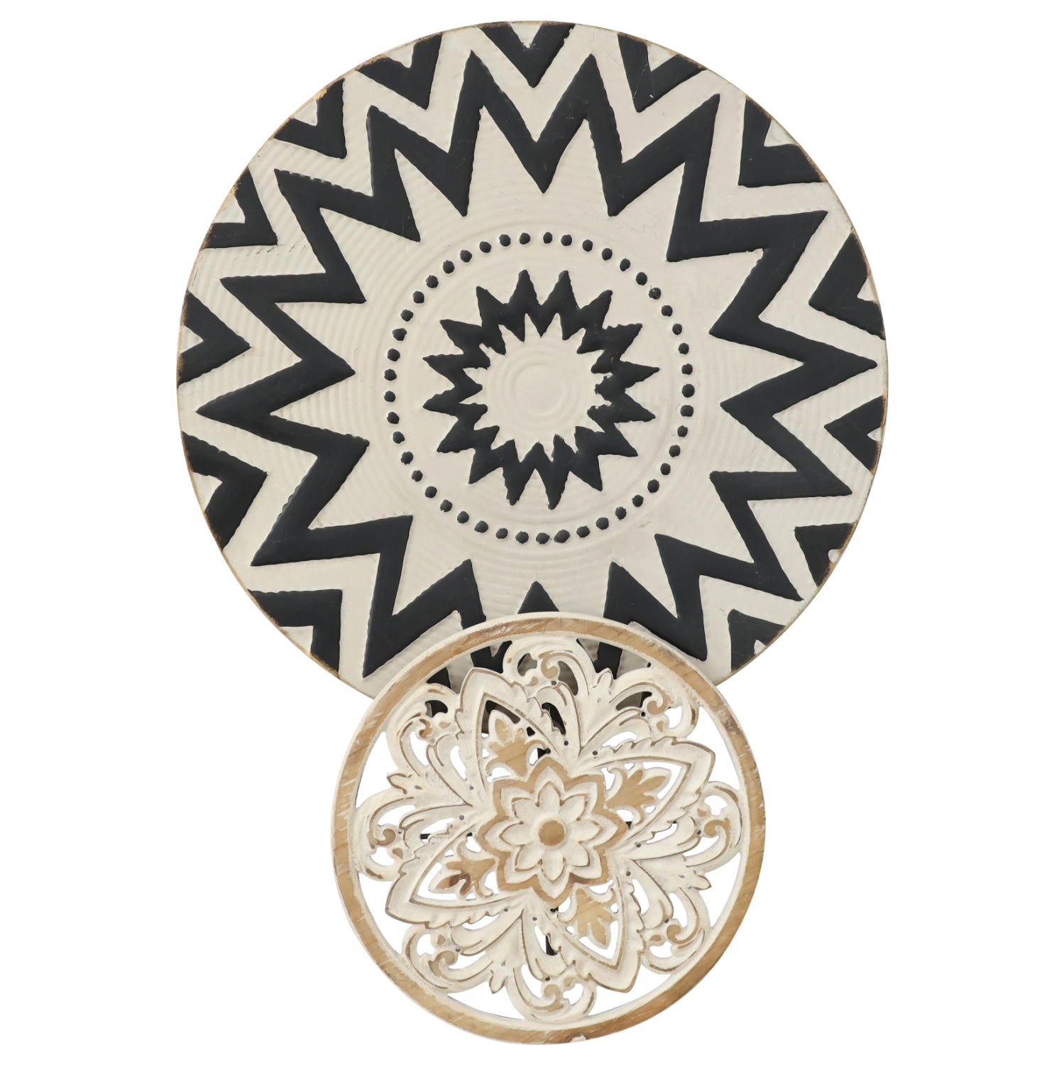 Метална декорация за стена бежов цвят с черни елементи 48.9x69.9x6.4