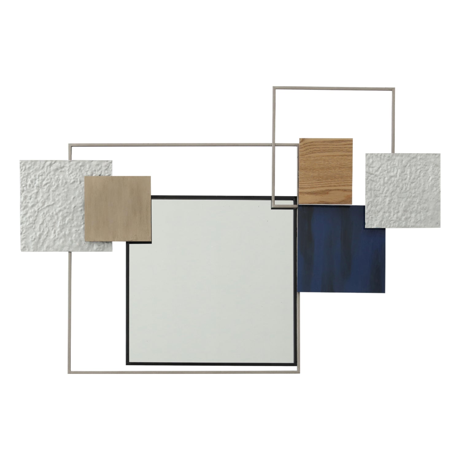 Декорация за стена с огледало бяло-син цвят 95.9x5.7x66