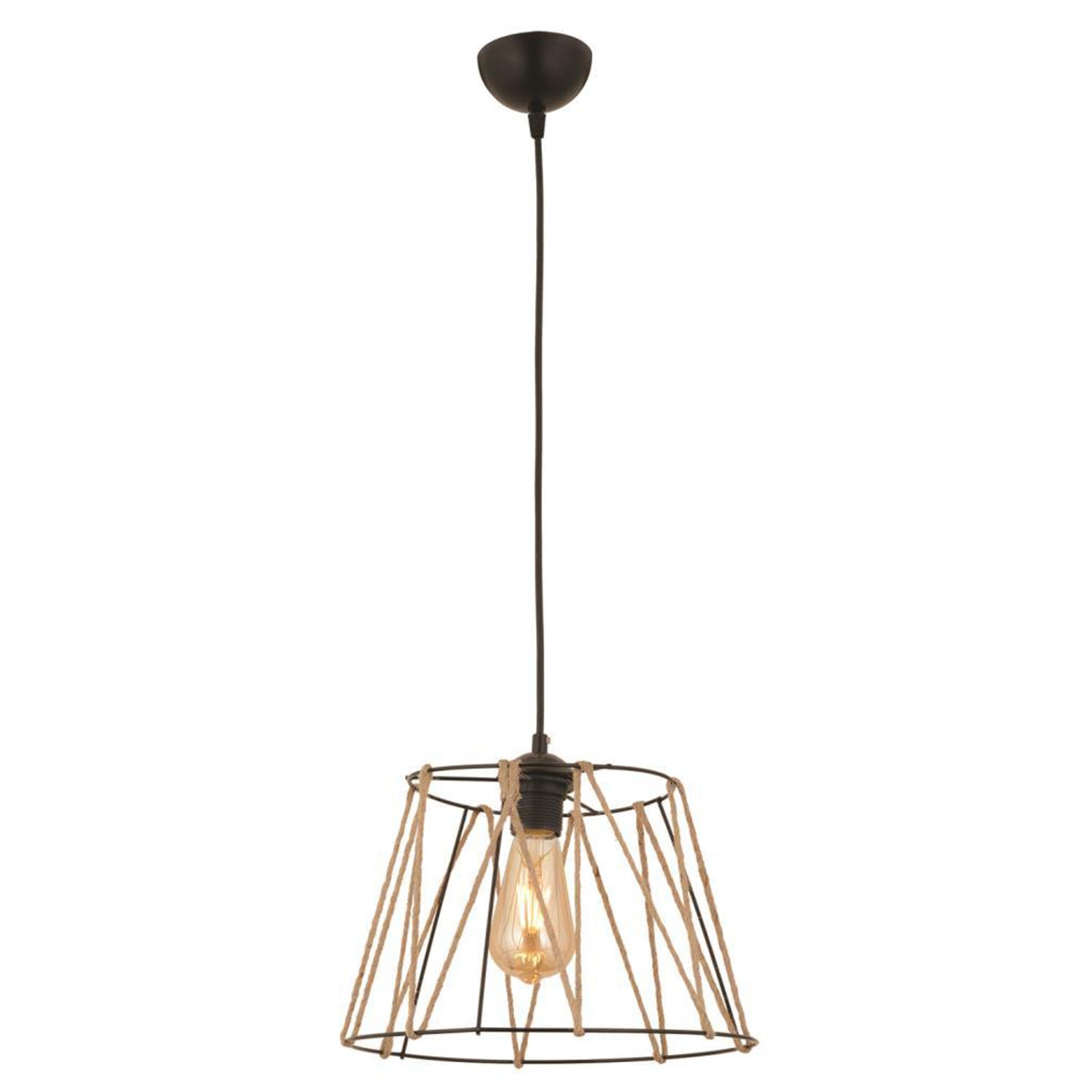 Таванна лампа Хана черен-естествен цвят  Φ30x81см