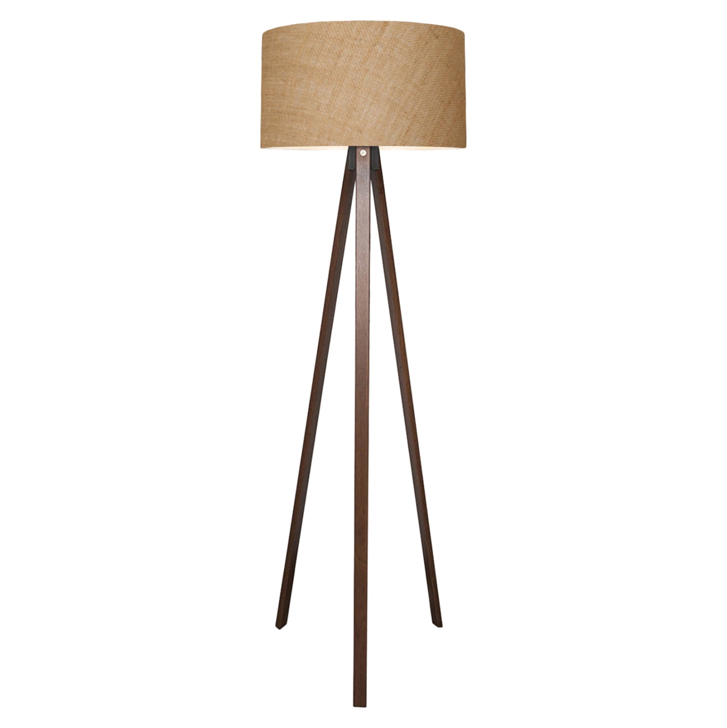 Дървена подова лампа CRUZ орех с бежова шапка φ38x140см