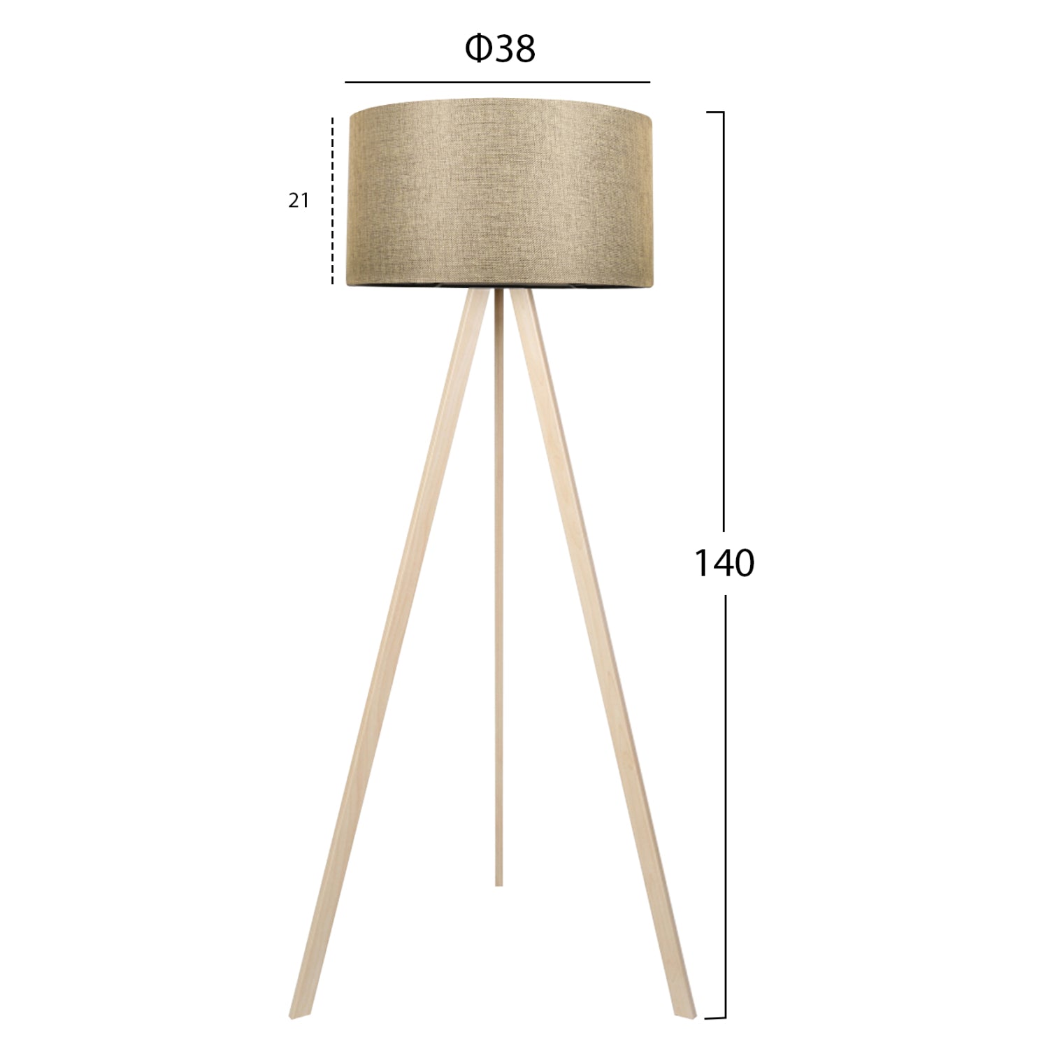 Подова лампа Cruz естествен-златист  цвят φ38x140 см