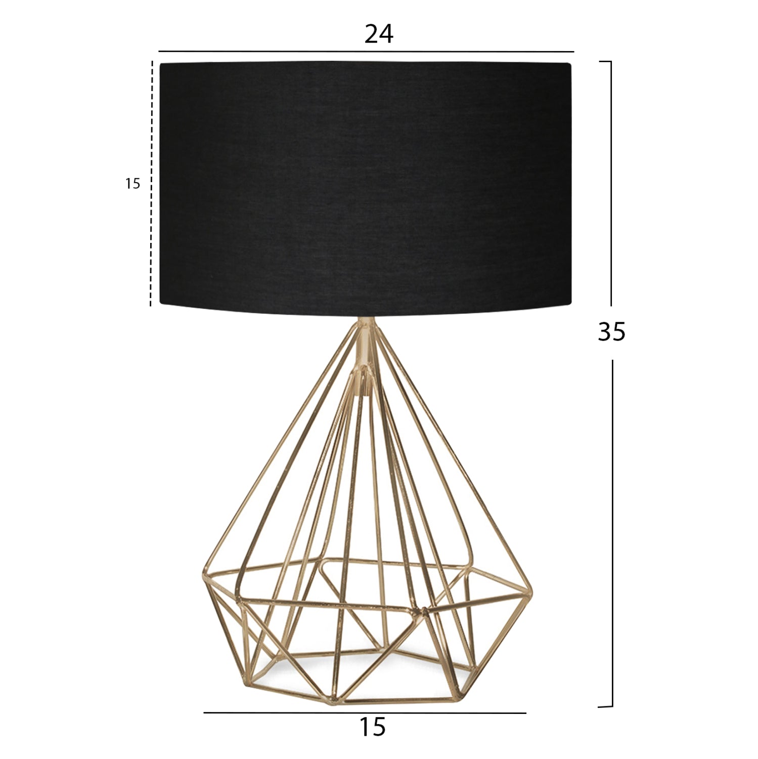 Метална настолна лампа черно злато