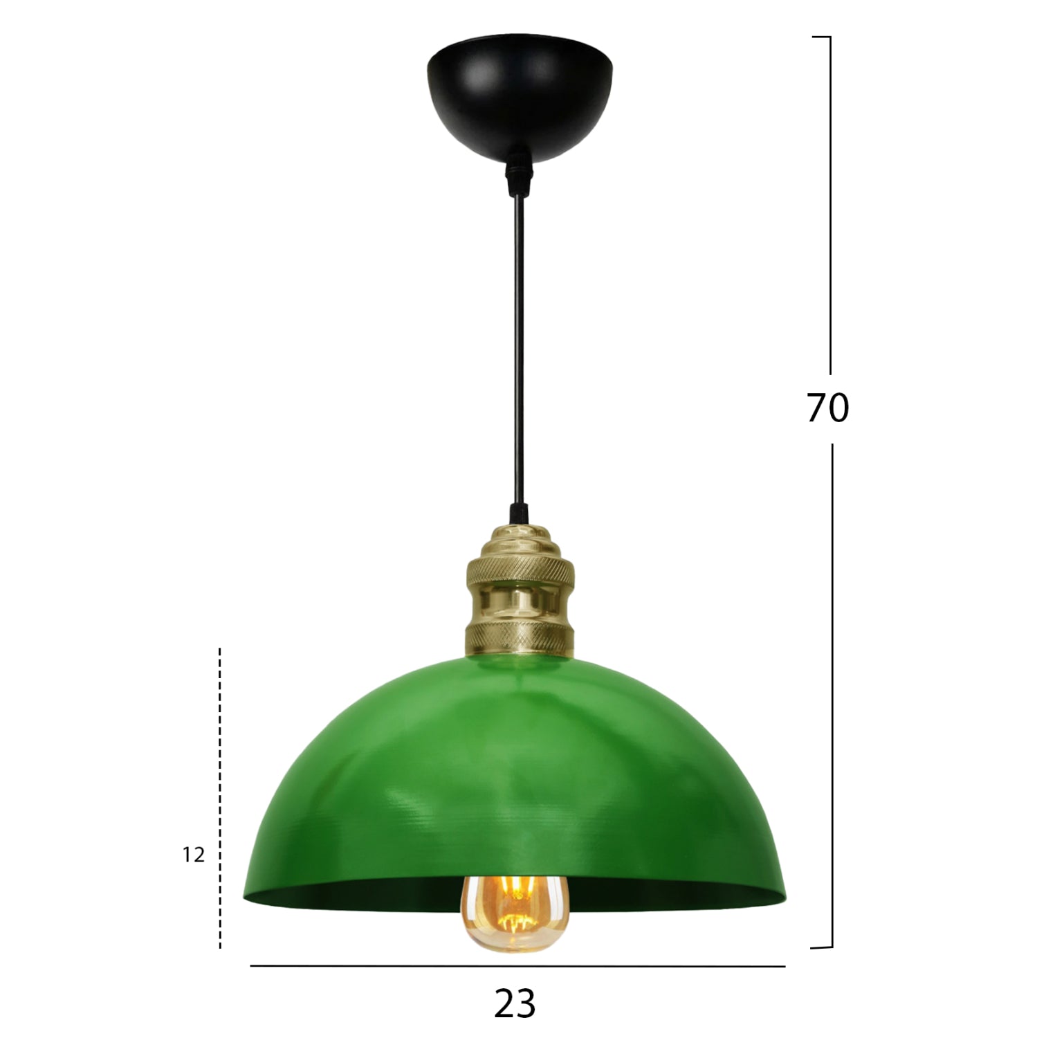 Таванна лампа Лима  зелено/ черно 23/70см